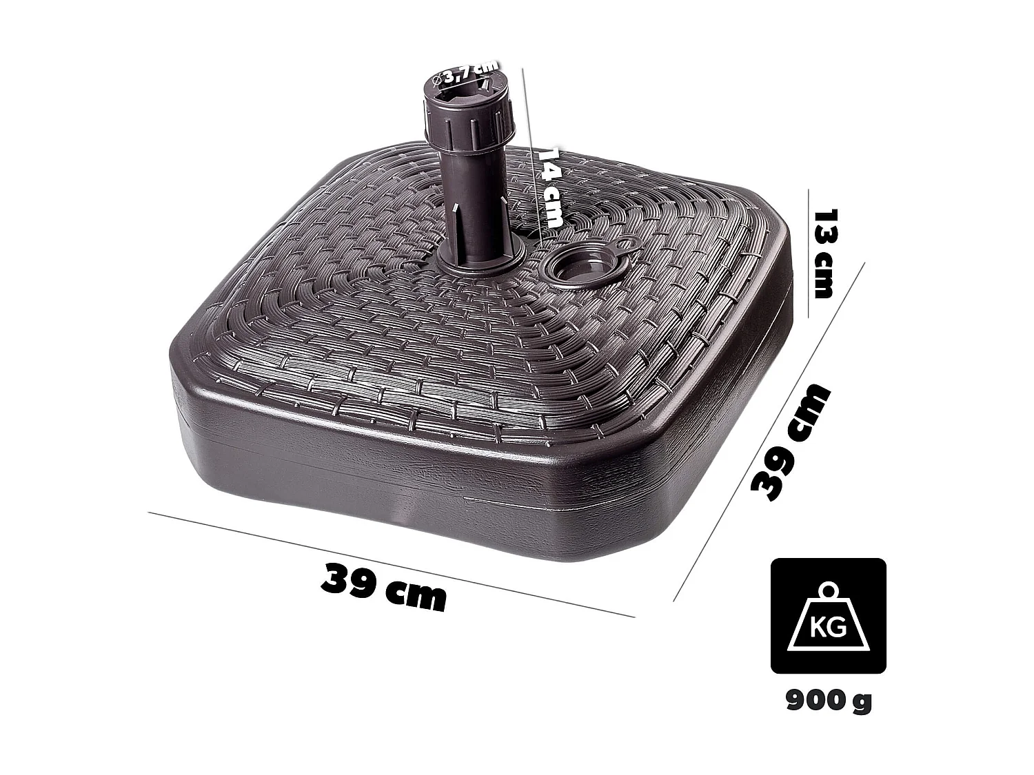 Suporte para guarda-sol KADAX, suporte redondo para guarda-sol, suporte para guarda-sol que pode ser enchido com areia, água ou cascalho, suporte de plástico para