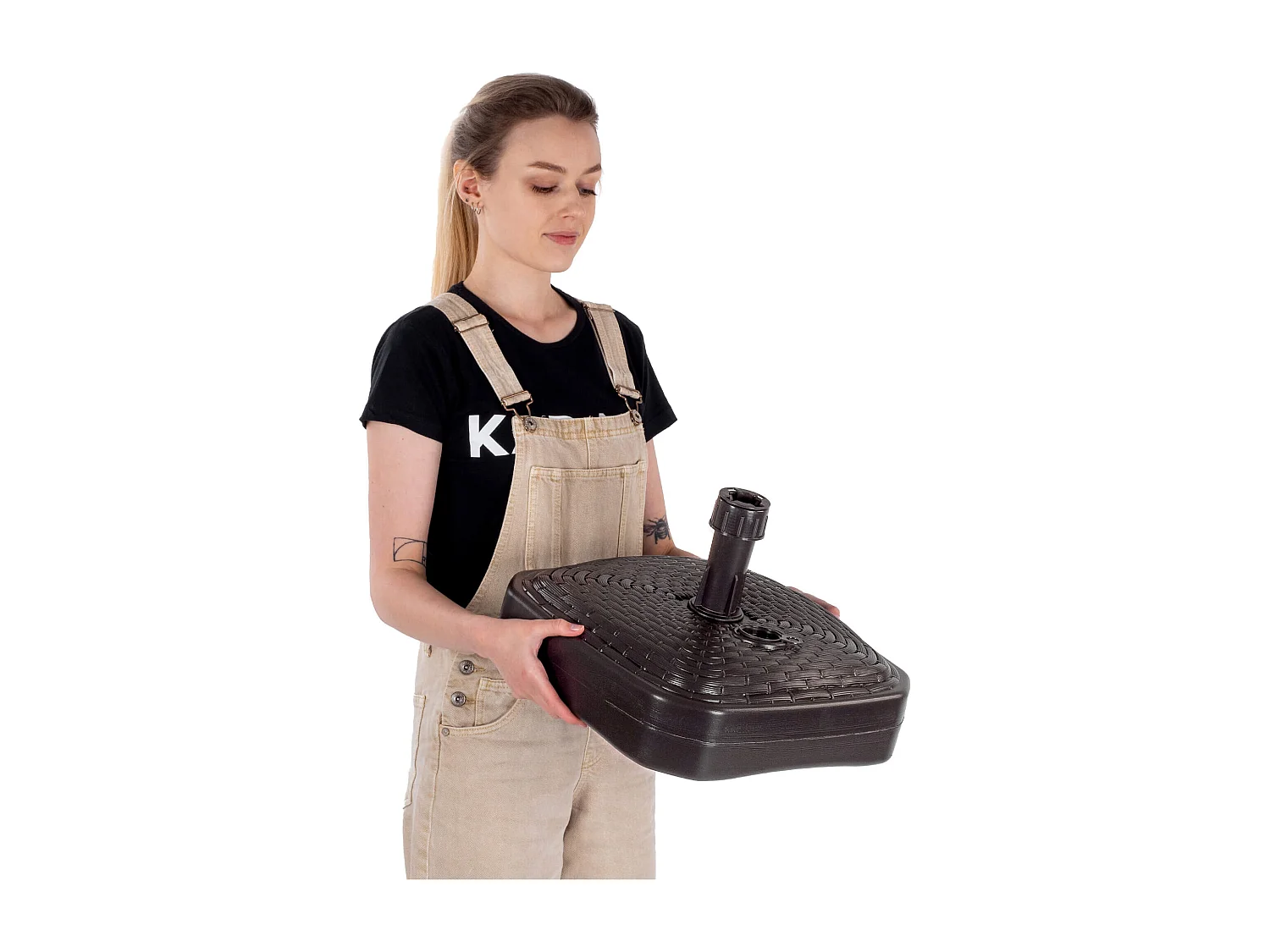 Suporte para guarda-sol KADAX, suporte redondo para guarda-sol, suporte para guarda-sol que pode ser enchido com areia, água ou cascalho, suporte de plástico para