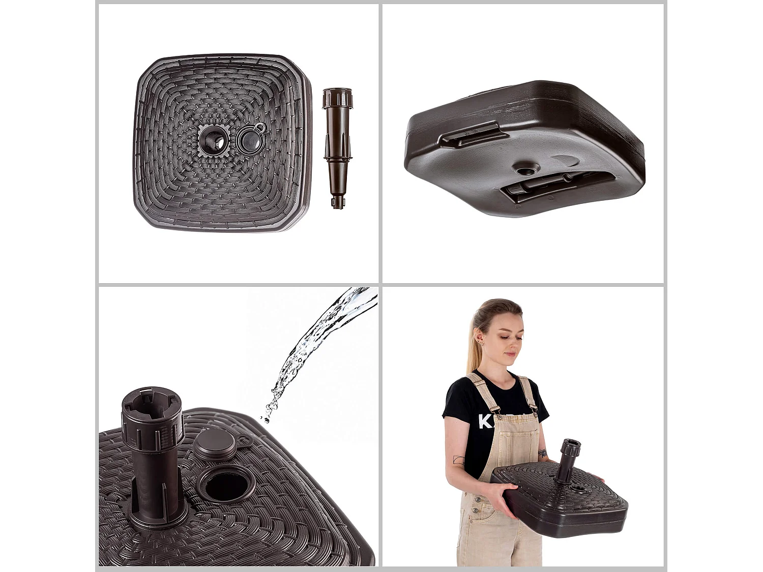 Suporte para guarda-sol KADAX, suporte redondo para guarda-sol, suporte para guarda-sol que pode ser enchido com areia, água ou cascalho, suporte de plástico para