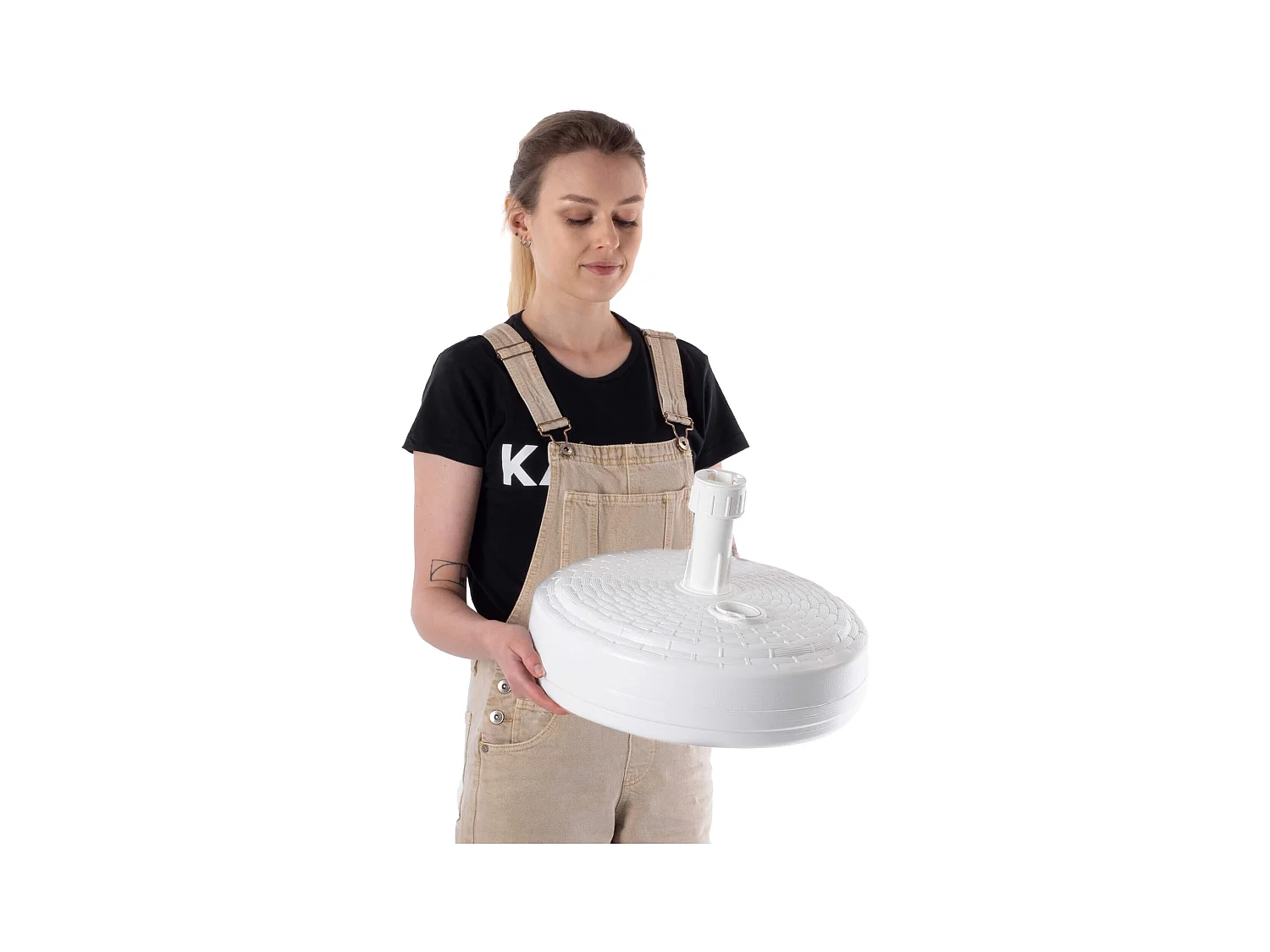 KADAX Sonnenschirmständer, runder Schirmständer, Sonnenschirmhalter befüllbar mit Sand, Wasser oder Kies, Ständer aus Kunststoff für Garten, Terrasse, Strand