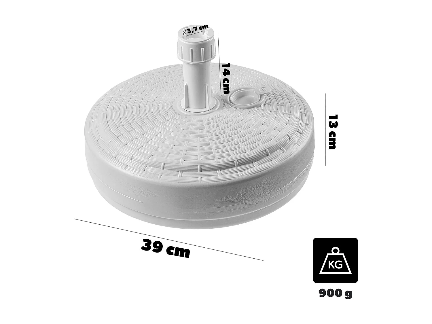 Pied de parasol KADAX, pied de parasol rond, support de parasol remplissable de sable, d'eau ou de gravier, pied en plastique pour jardin, terrasse, plage (version