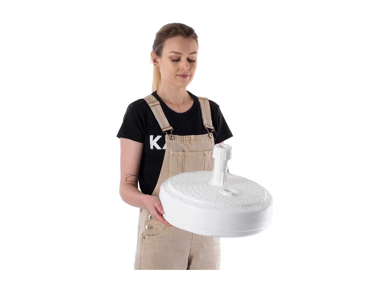 Pied de parasol KADAX, pied de parasol rond, support de parasol remplissable de sable, d'eau ou de gravier, pied en plastique pour jardin, terrasse, plage (version