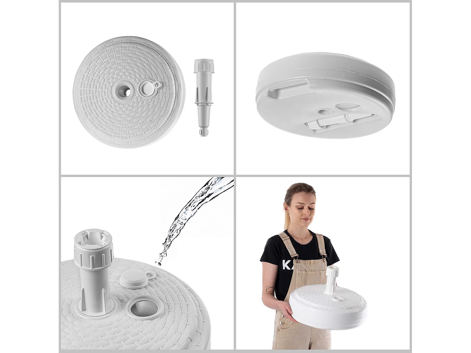 Pied de parasol KADAX, pied de parasol rond, support de parasol remplissable de sable, d'eau ou de gravier, pied en plastique pour jardin, terrasse, plage (version