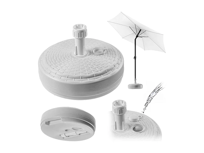 KADAX Parasolstandaard, ronde parasolstandaard, parasolhouder vulbaar met zand water of grind, standaard van kunststof voor tuin, terras, strand (versie 2 rond,