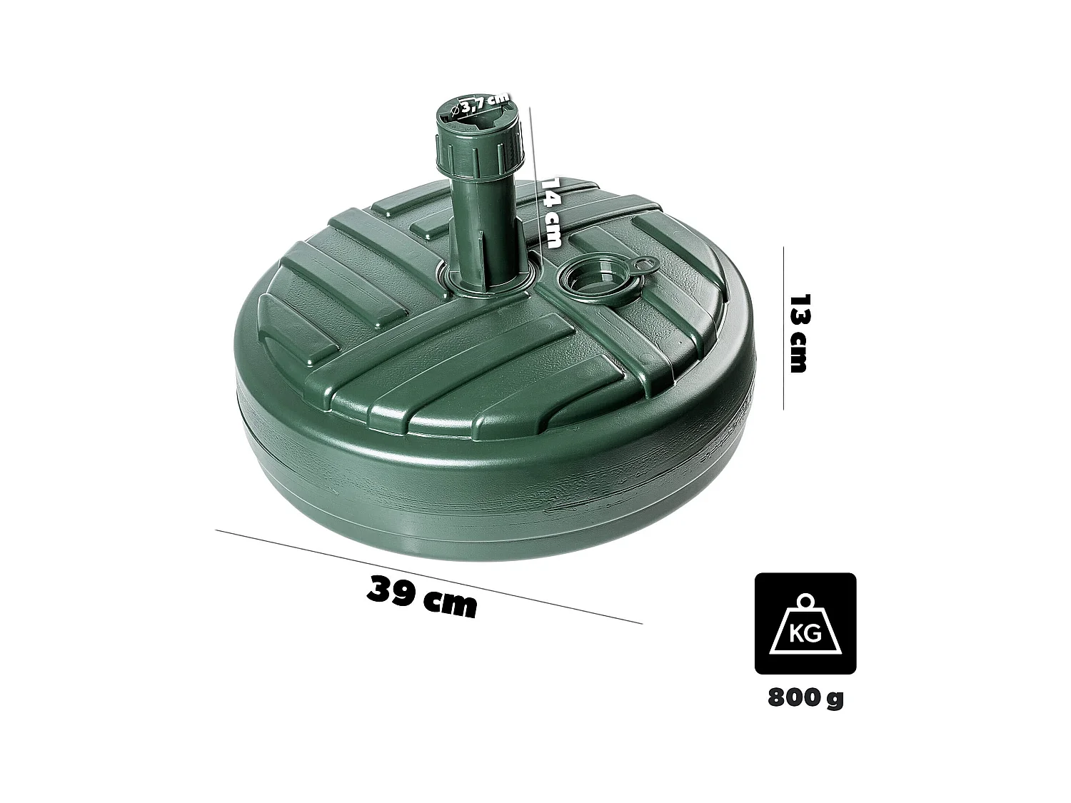 KADAX Sonnenschirmständer, runder Schirmständer, Sonnenschirmhalter zum Befüllen mit Sand, Wasser oder Kies, Ständer aus Kunststoff für Garten, Terrasse, Strand