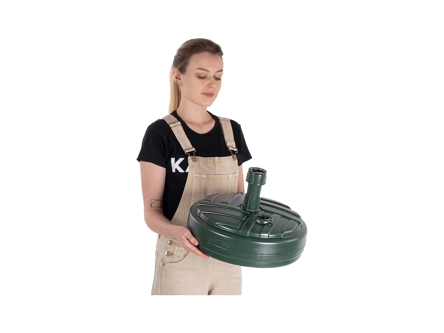 KADAX Sonnenschirmständer, runder Schirmständer, Sonnenschirmhalter zum Befüllen mit Sand, Wasser oder Kies, Ständer aus Kunststoff für Garten, Terrasse, Strand