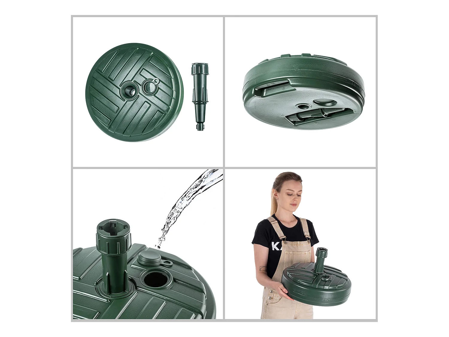 KADAX Sonnenschirmständer, runder Schirmständer, Sonnenschirmhalter zum Befüllen mit Sand, Wasser oder Kies, Ständer aus Kunststoff für Garten, Terrasse, Strand