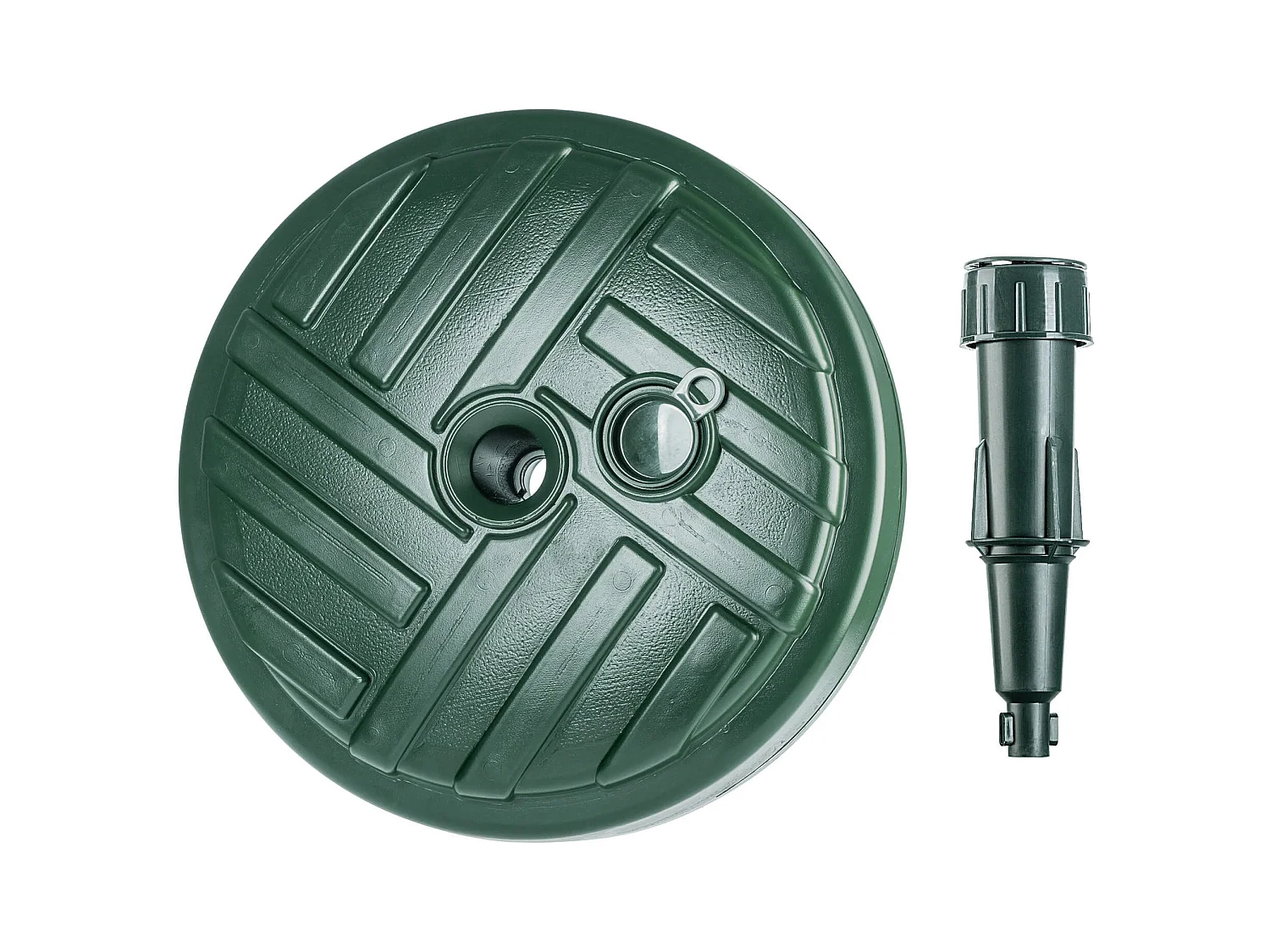 KADAX Sonnenschirmständer, runder Schirmständer, Sonnenschirmhalter zum Befüllen mit Sand, Wasser oder Kies, Ständer aus Kunststoff für Garten, Terrasse, Strand