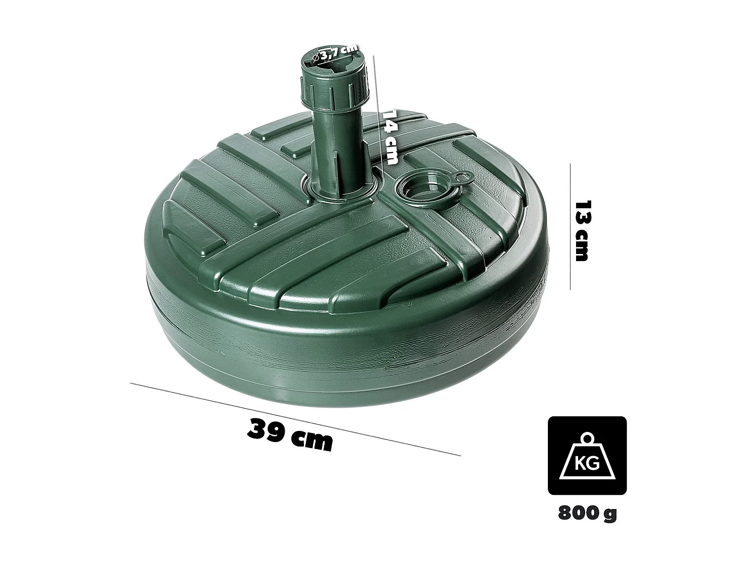 Pied de parasol KADAX, pied de parasol rond, support de parasol à remplir de sable, d'eau ou de gravier, pied en plastique pour jardin, terrasse, plage (version 1,