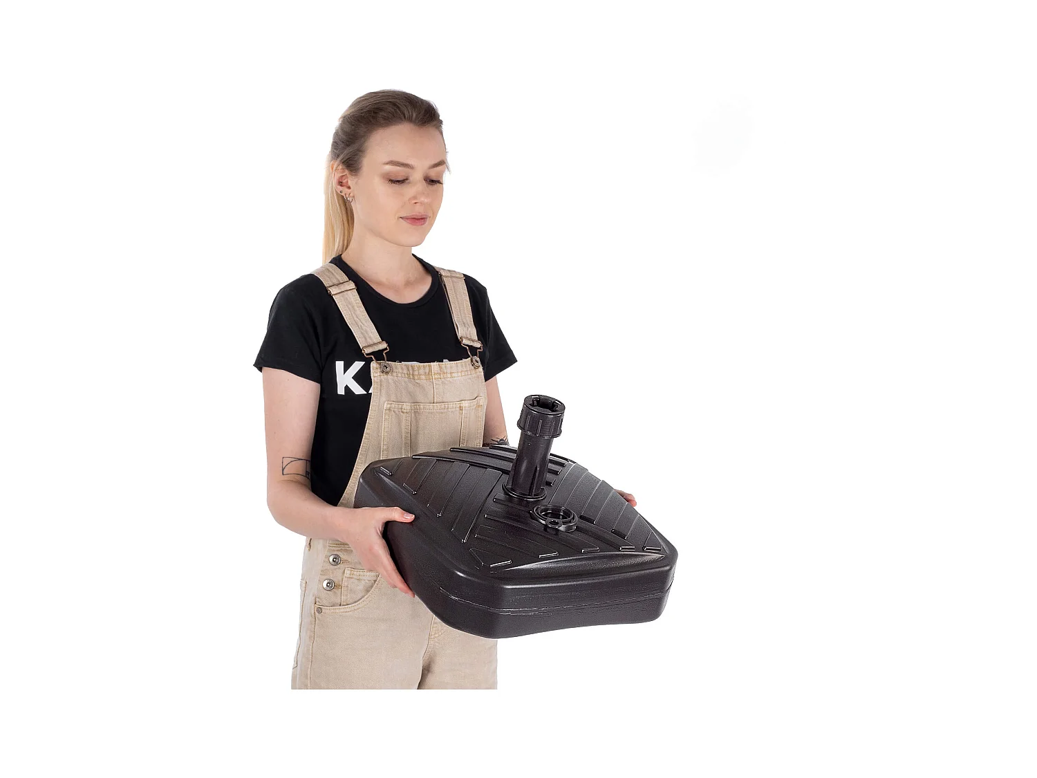 KADAX Sonnenschirmständer, runder Sonnenschirmständer, Sonnenschirmhalter befüllbar mit Sand, Wasser oder Kies, Ständer aus Kunststoff für Garten, Terrasse, Strand