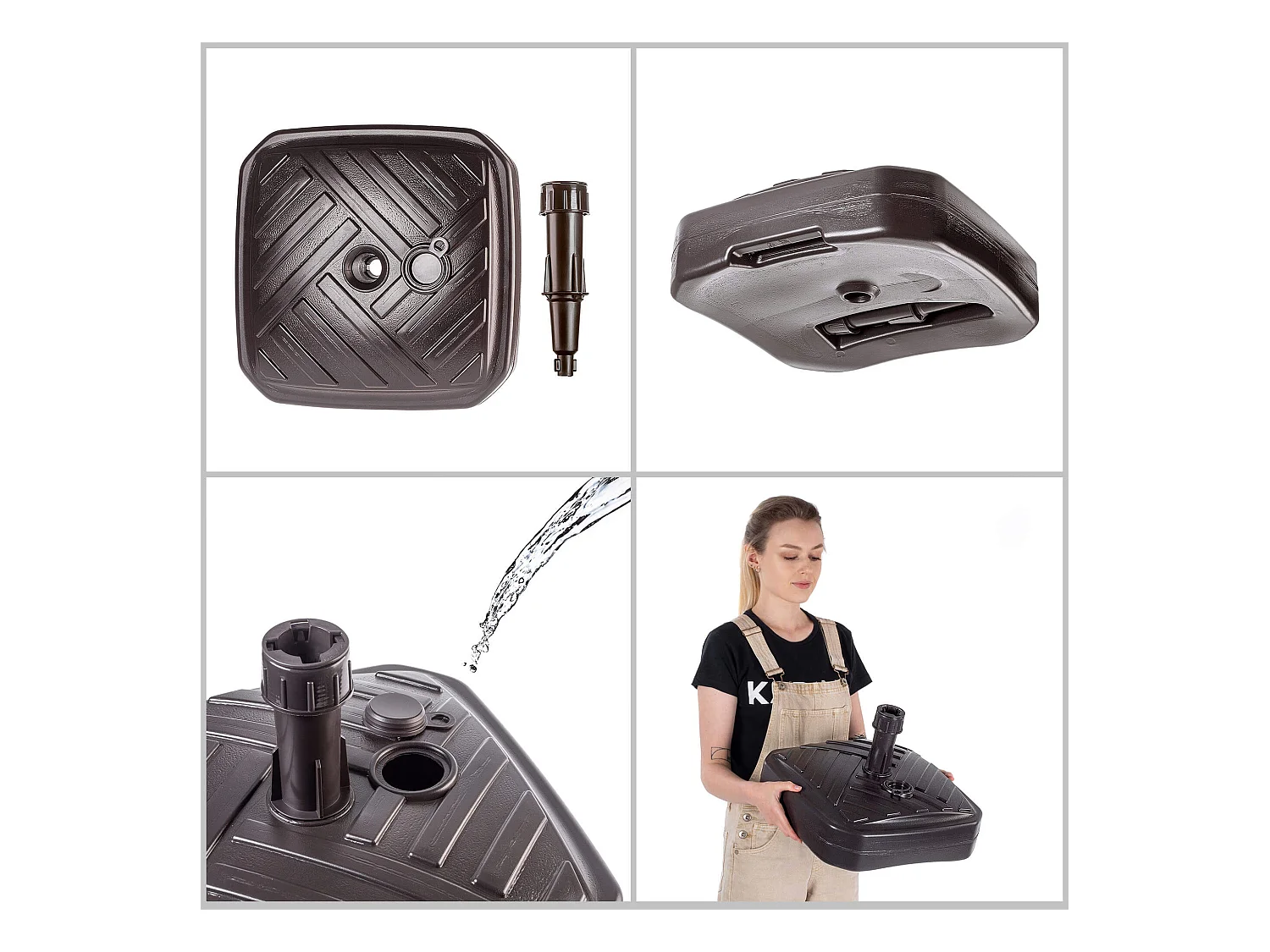 KADAX Sonnenschirmständer, runder Sonnenschirmständer, Sonnenschirmhalter befüllbar mit Sand, Wasser oder Kies, Ständer aus Kunststoff für Garten, Terrasse, Strand