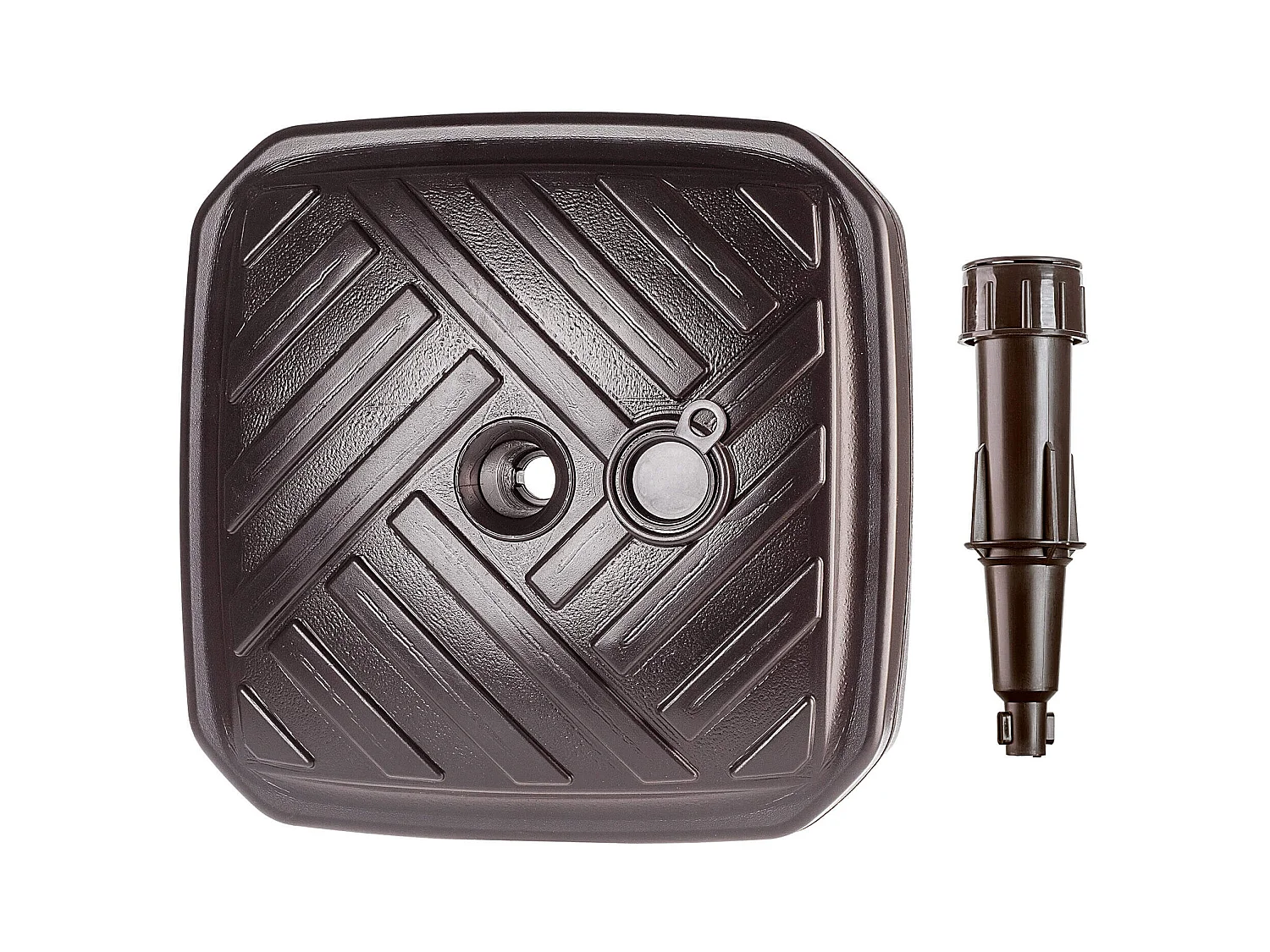 KADAX Sonnenschirmständer, runder Sonnenschirmständer, Sonnenschirmhalter befüllbar mit Sand, Wasser oder Kies, Ständer aus Kunststoff für Garten, Terrasse, Strand