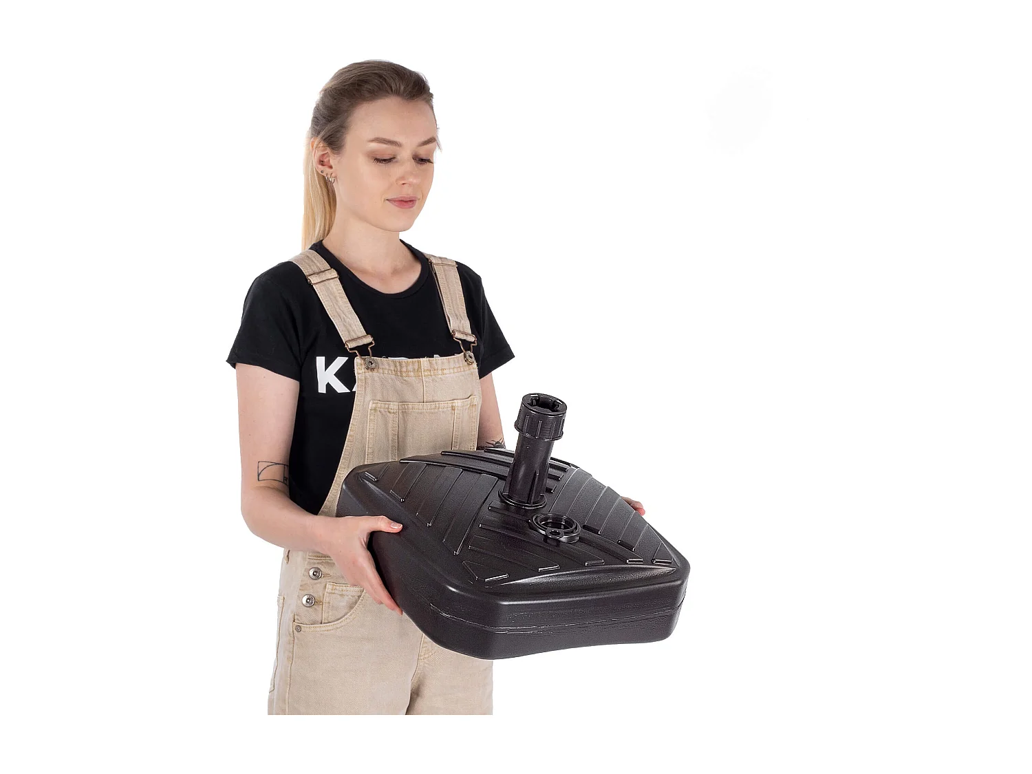 Pied de parasol KADAX, pied de parasol rond, support de parasol remplissable de sable, d'eau ou de gravier, pied en plastique pour jardin, terrasse, plage (version