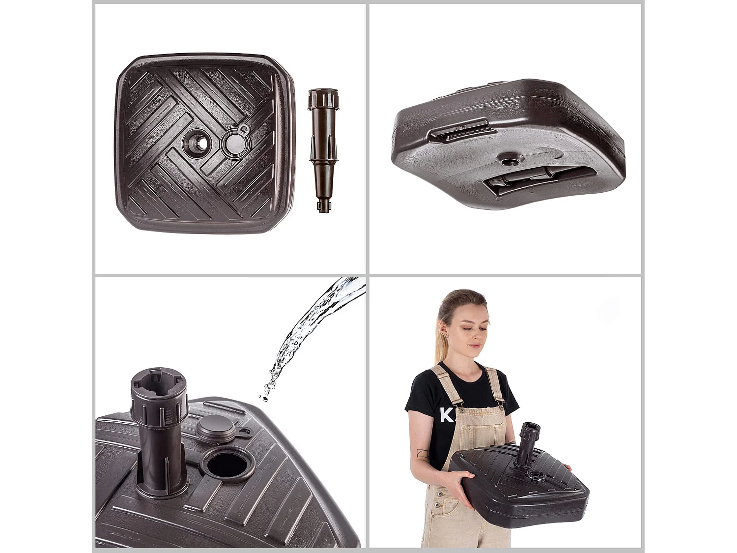 Pied de parasol KADAX, pied de parasol rond, support de parasol remplissable de sable, d'eau ou de gravier, pied en plastique pour jardin, terrasse, plage (version