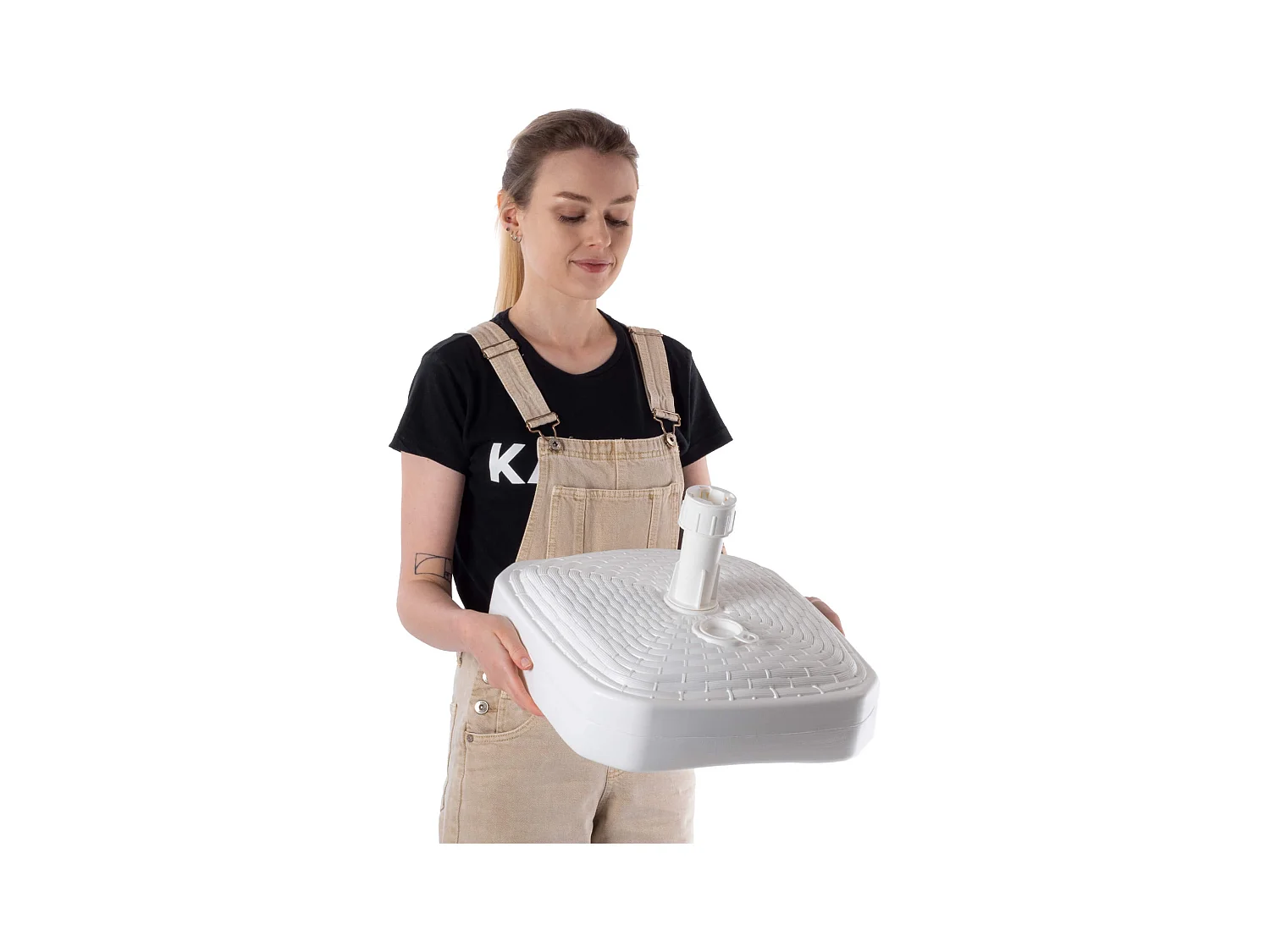 KADAX Podstawa pod parasol ogrodowy Solero rattan kwadrat biała