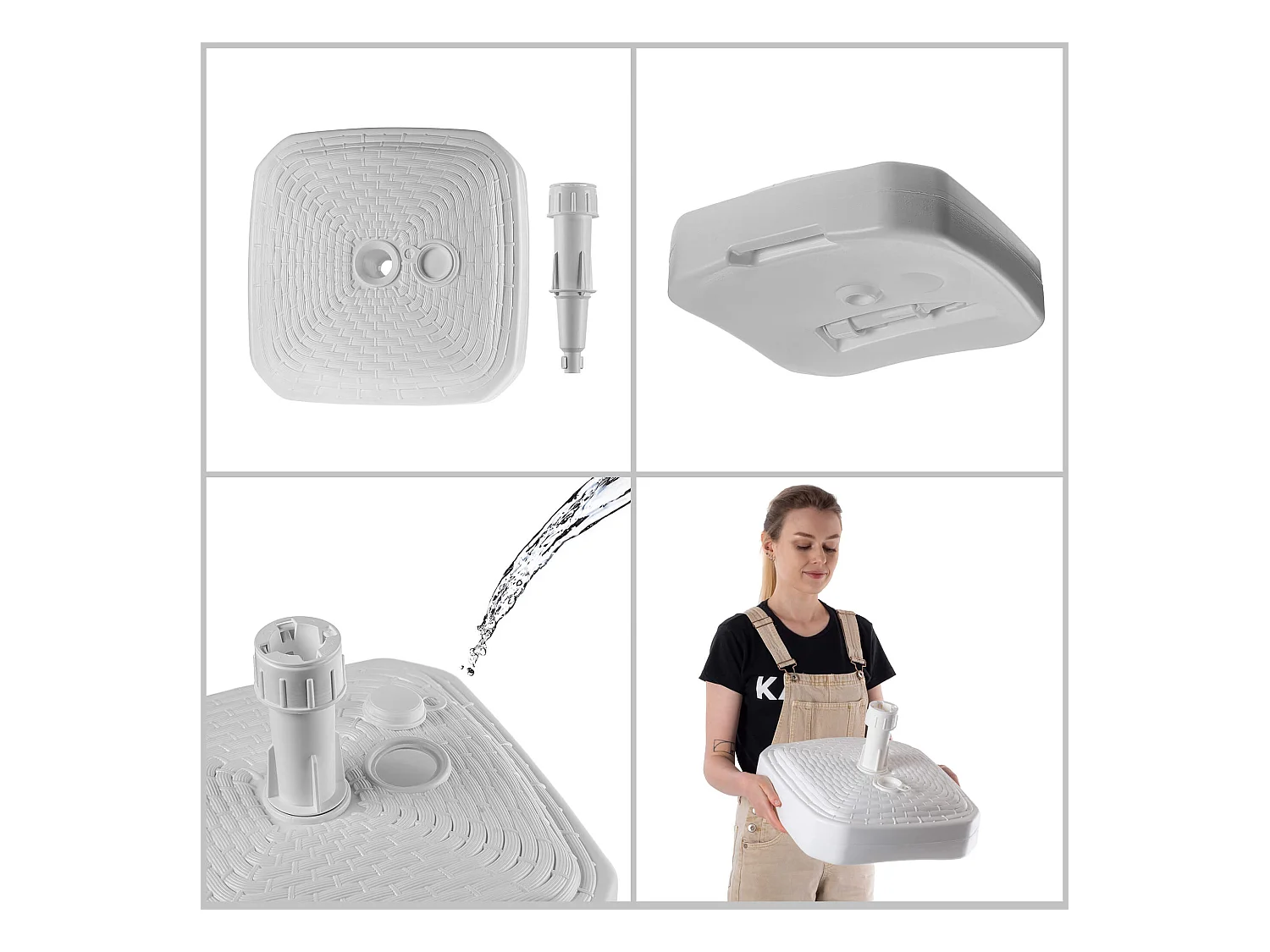 KADAX Podstawa pod parasol ogrodowy Solero rattan kwadrat biała