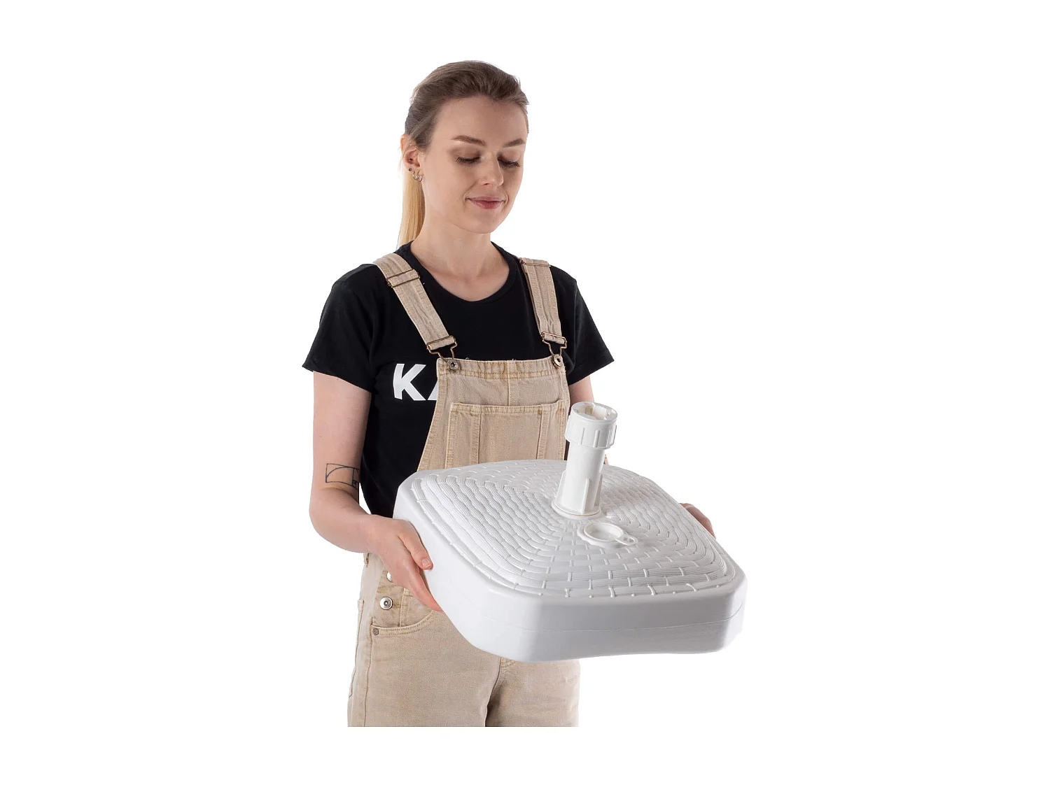 Pied de parasol KADAX, pied de parasol rond, support de parasol remplissable de sable, d'eau ou de gravier, pied en plastique pour jardin, terrasse, plage (version