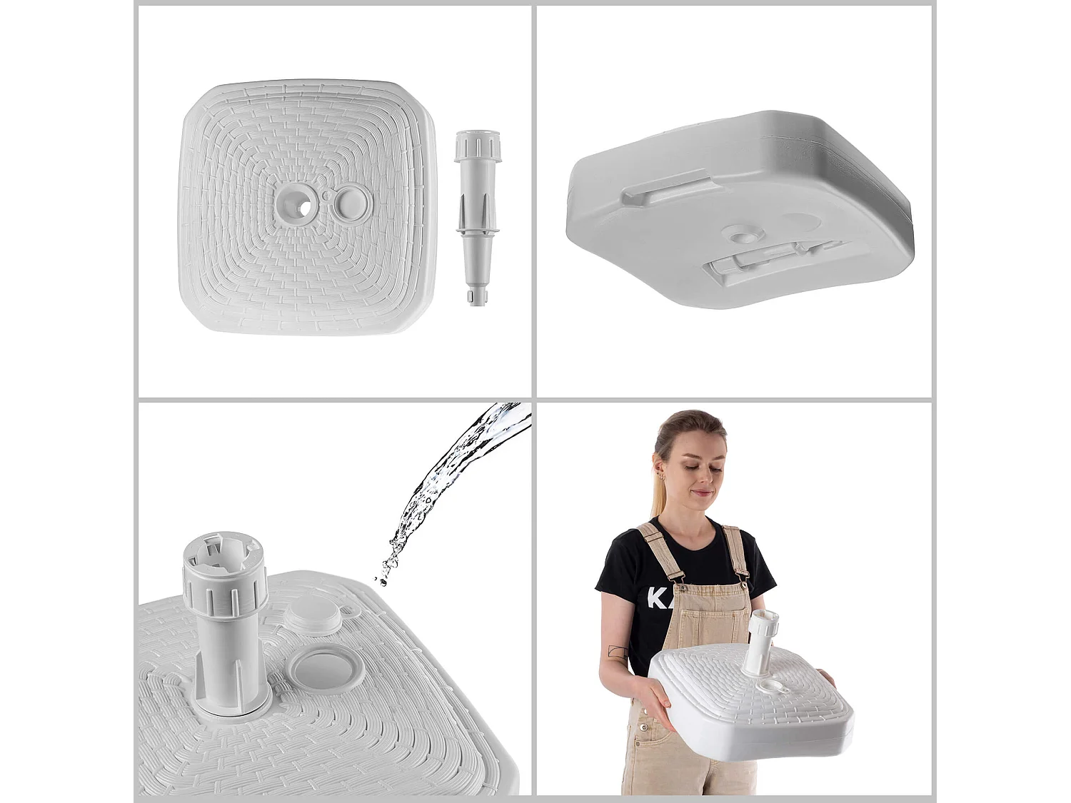 Pied de parasol KADAX, pied de parasol rond, support de parasol remplissable de sable, d'eau ou de gravier, pied en plastique pour jardin, terrasse, plage (version