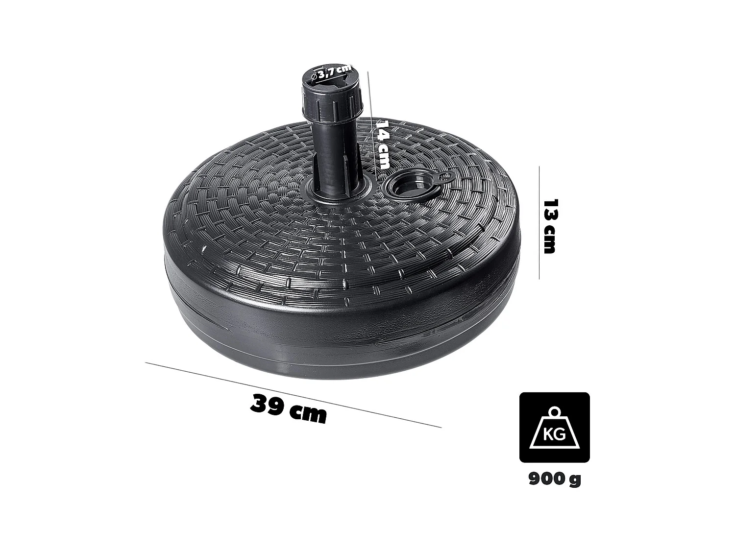 KADAX Podstawa pod parasol ogrodowy Solero rattan okrągła antracyt