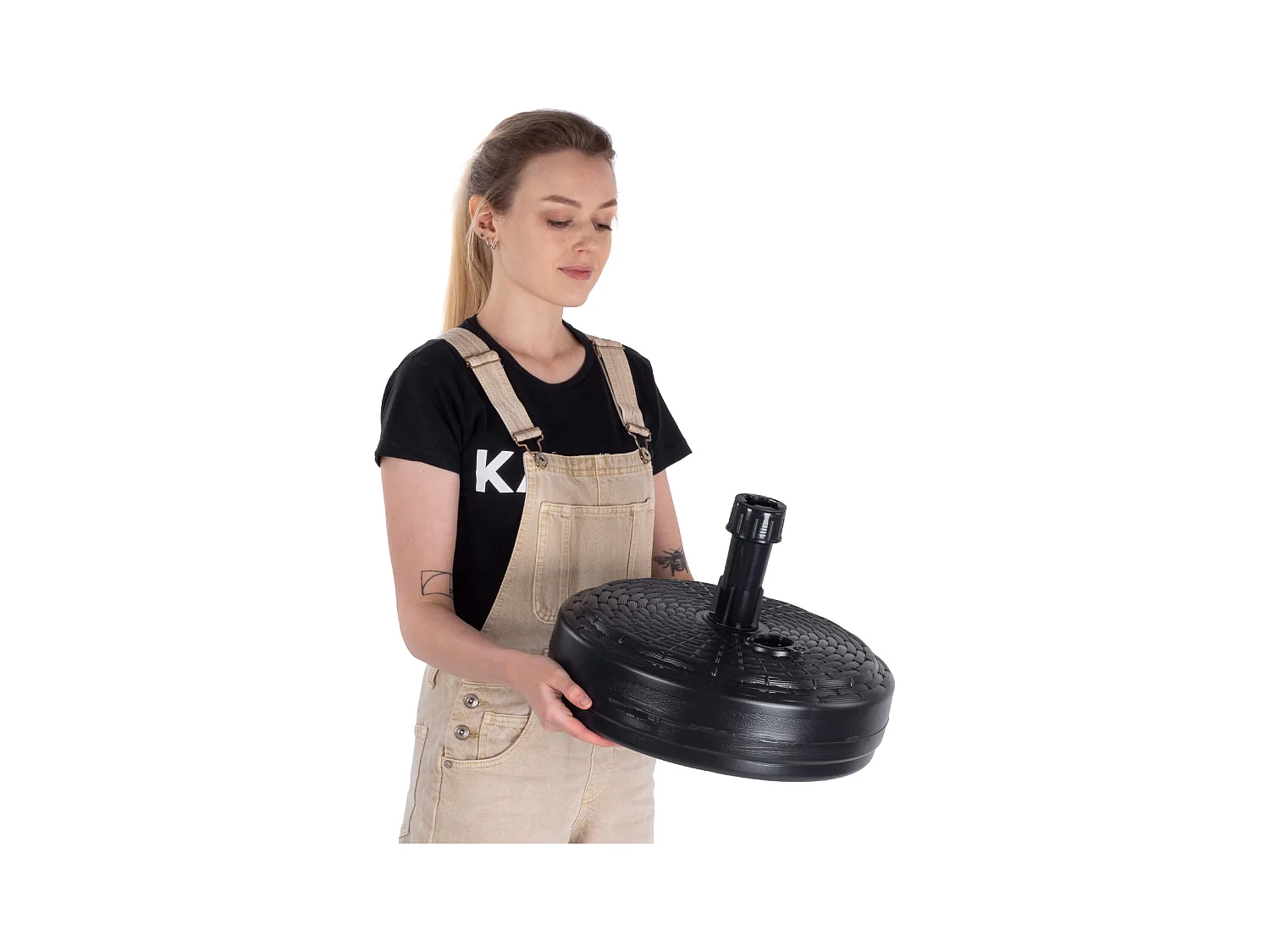 KADAX Podstawa pod parasol ogrodowy Solero rattan okrągła antracyt