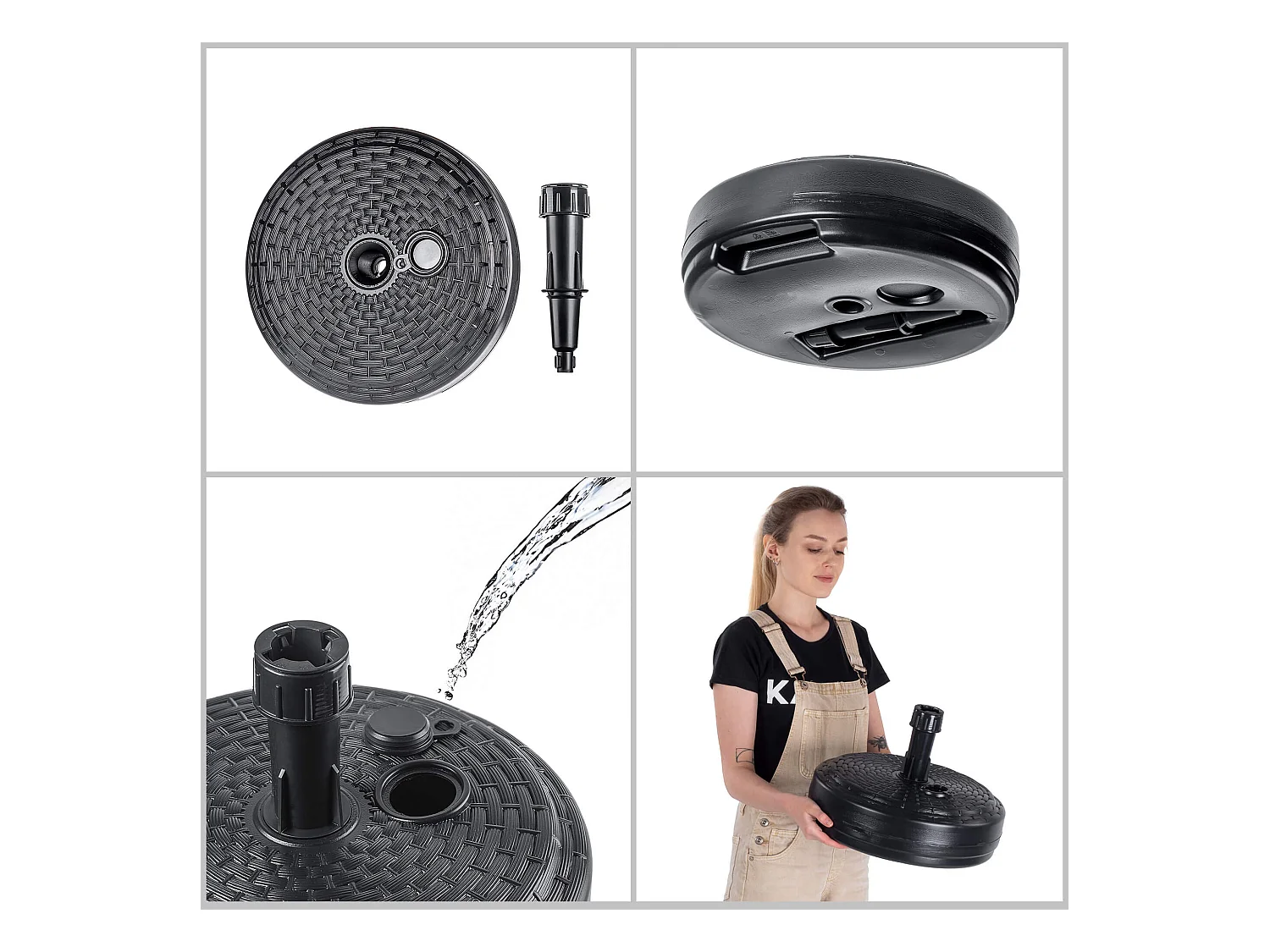 KADAX Podstawa pod parasol ogrodowy Solero rattan okrągła antracyt