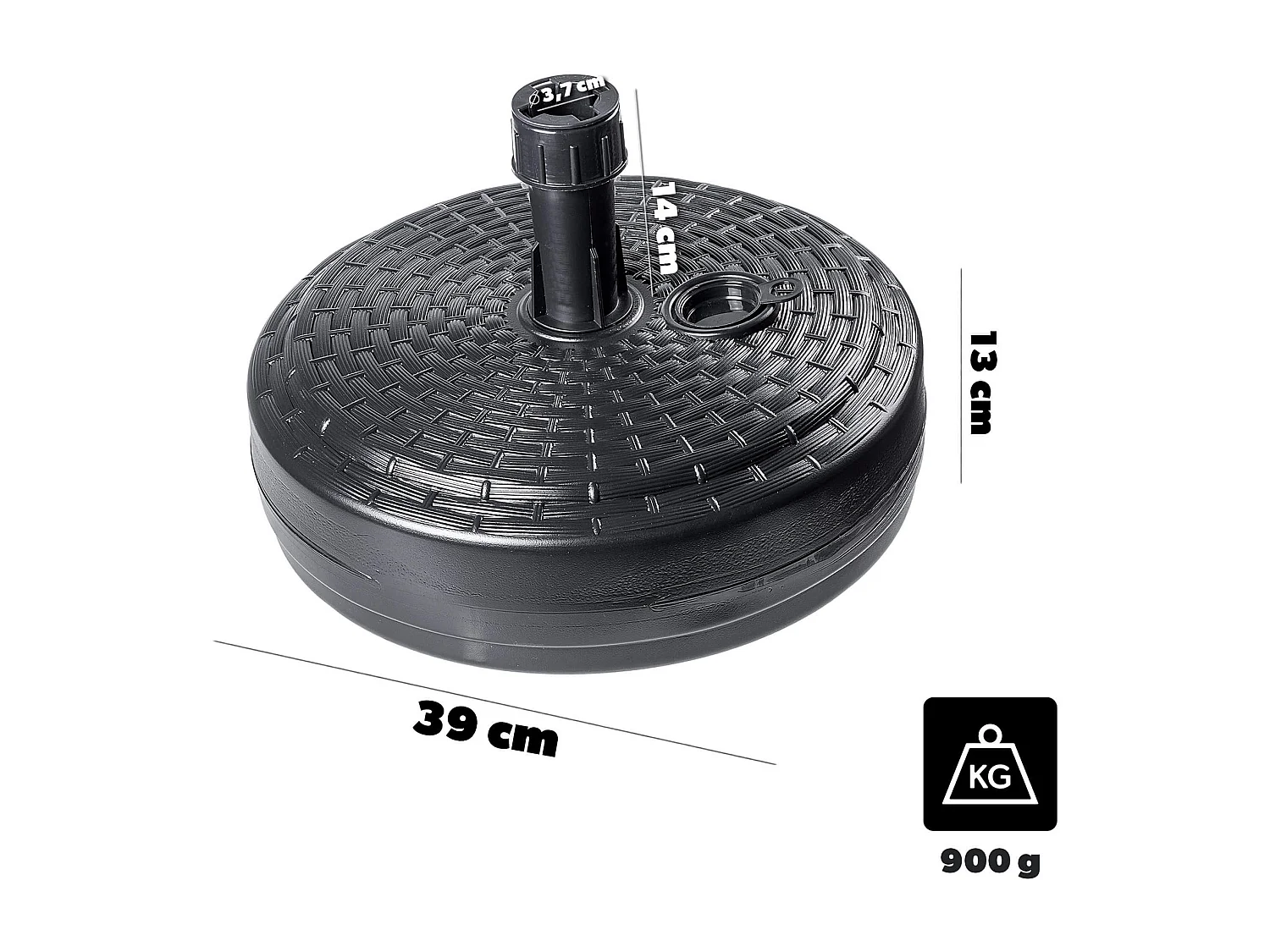 Pied de parasol KADAX, pied de parasol rond, support de parasol à remplir de sable, d'eau ou de gravier, pied en plastique pour jardin, terrasse, plage (version 2,