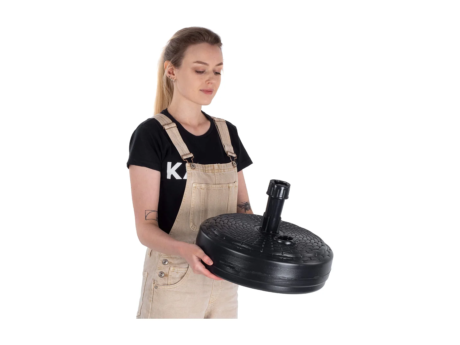 Pied de parasol KADAX, pied de parasol rond, support de parasol à remplir de sable, d'eau ou de gravier, pied en plastique pour jardin, terrasse, plage (version 2,