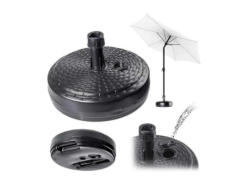 Suporte para guarda-sol KADAX, suporte redondo para guarda-sol, suporte para guarda-sol para encher com areia, água ou cascalho, suporte de plástico para jardim,