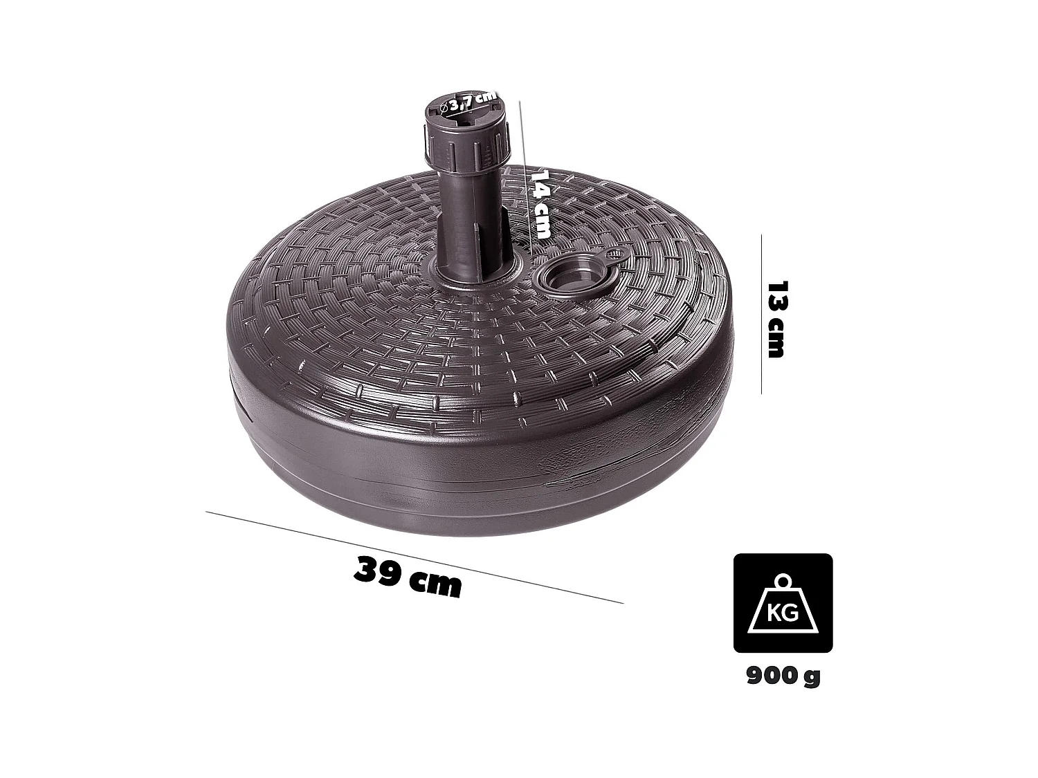 KADAX Podstawa pod parasol ogrodowy Solero rattan okrągła brąz