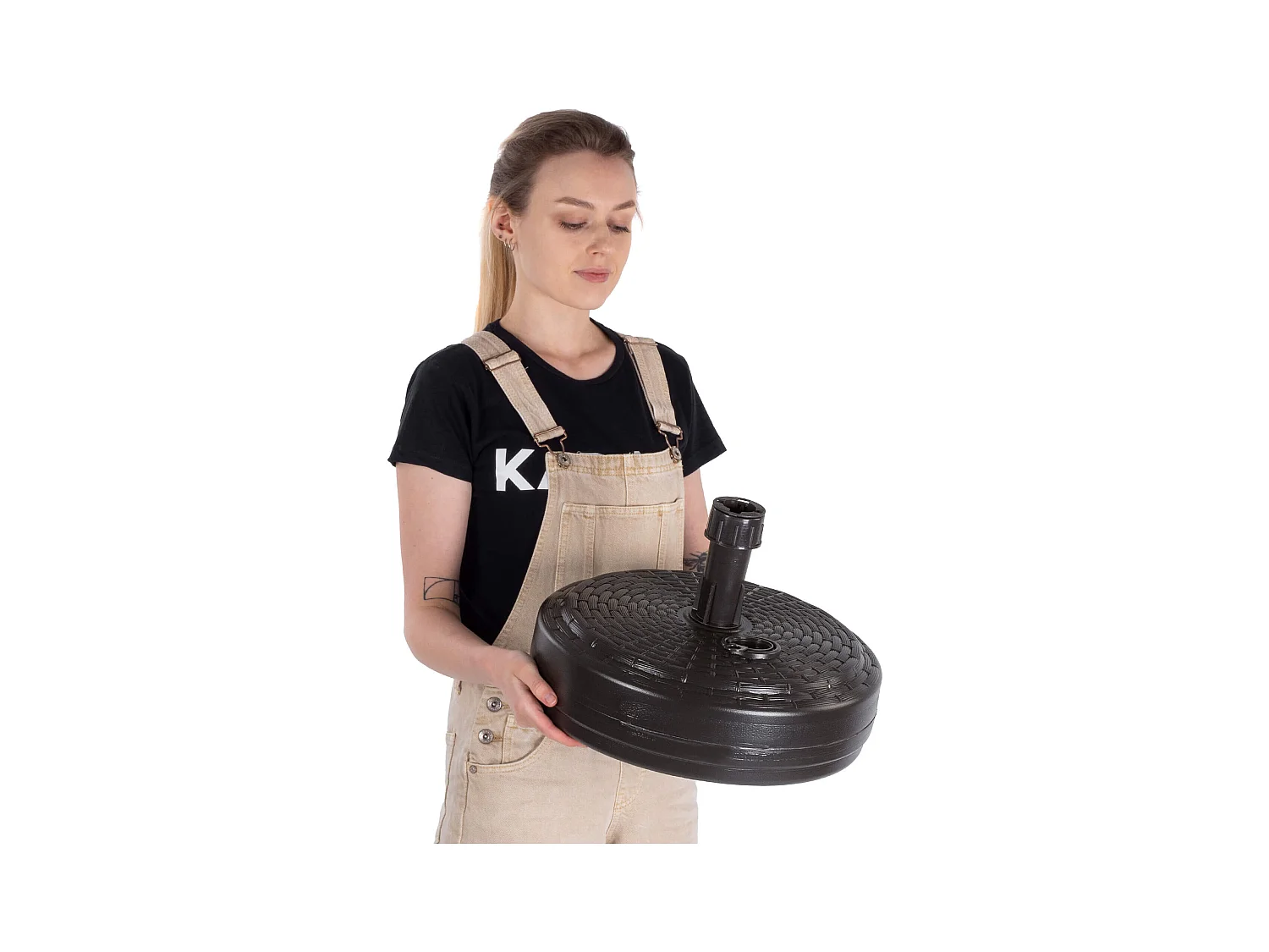 KADAX Podstawa pod parasol ogrodowy Solero rattan okrągła brąz