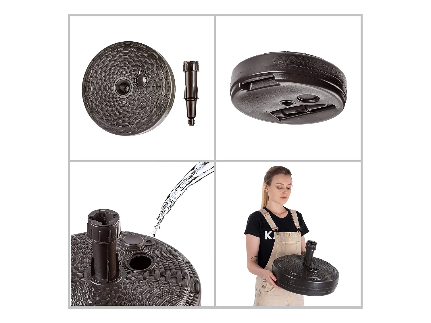 KADAX Podstawa pod parasol ogrodowy Solero rattan okrągła brąz