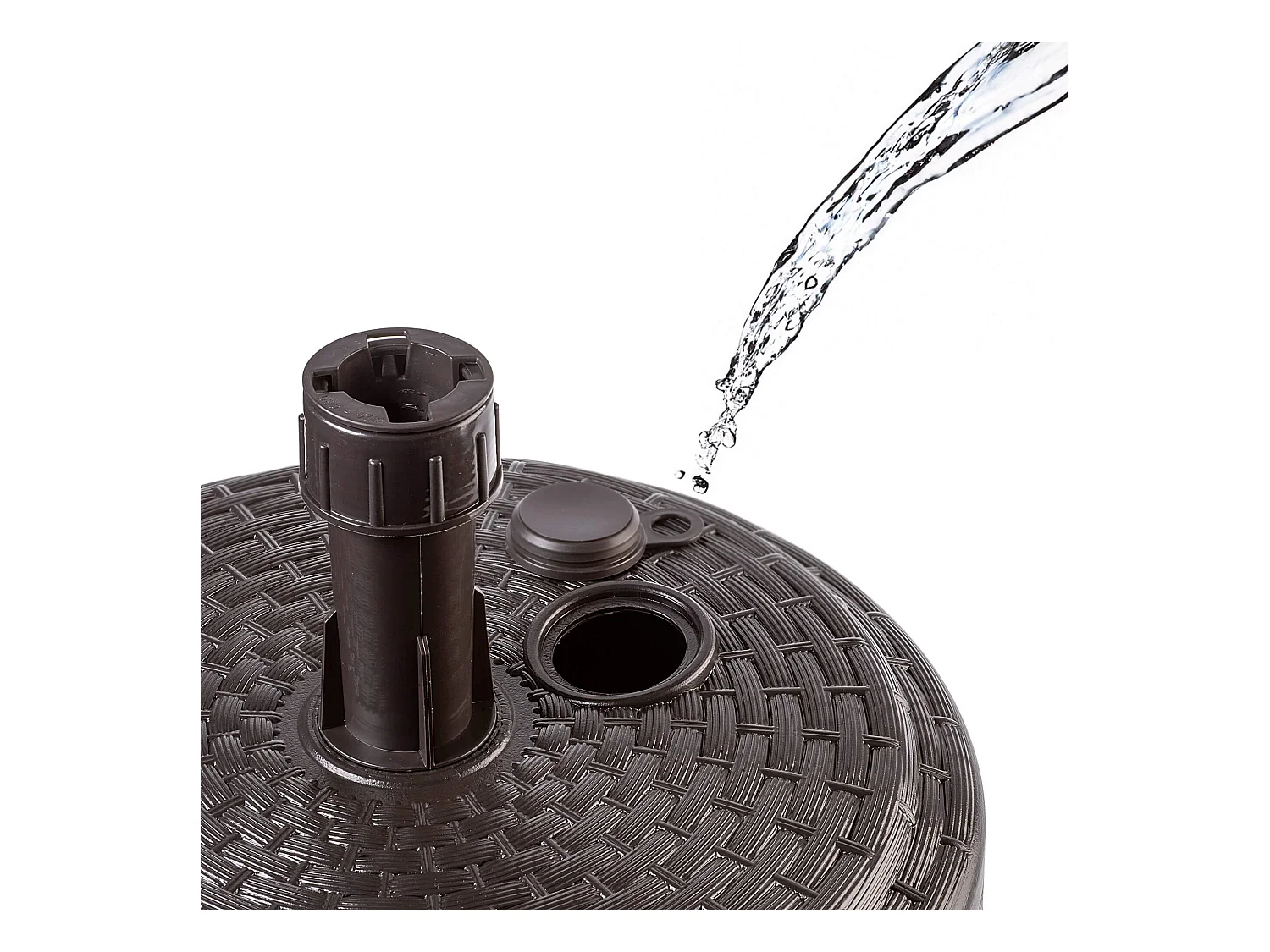 KADAX Podstawa pod parasol ogrodowy Solero rattan okrągła brąz