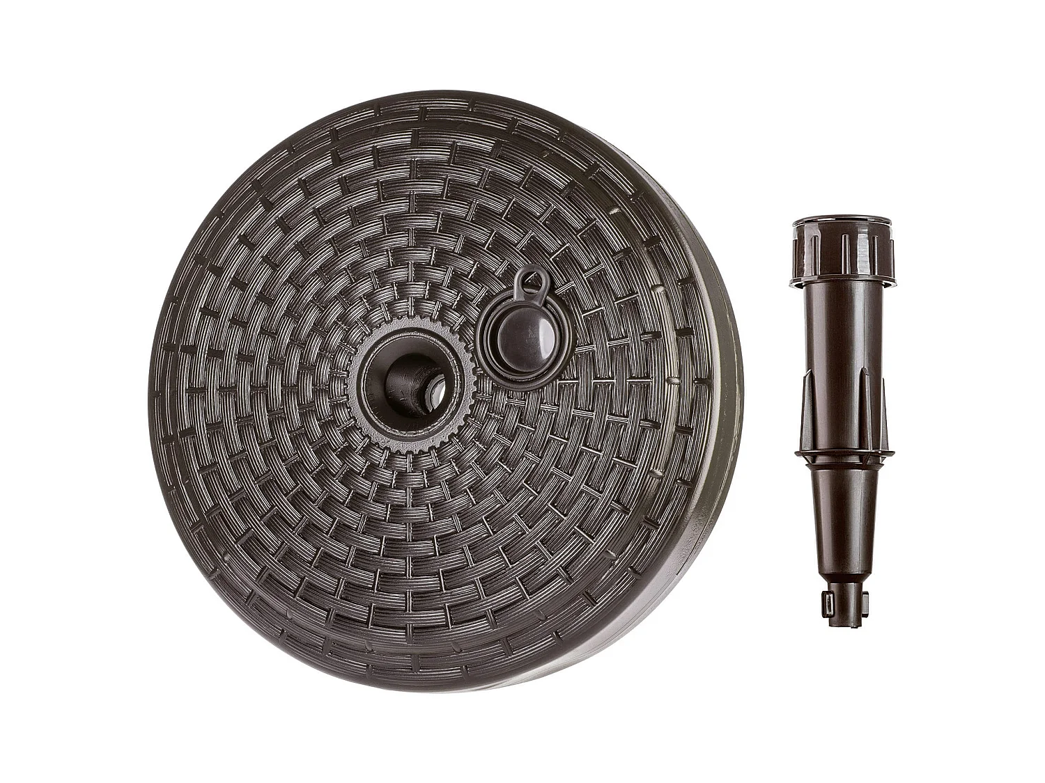 KADAX Podstawa pod parasol ogrodowy Solero rattan okrągła brąz