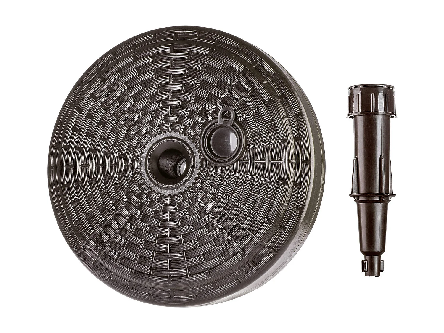 Pied de parasol KADAX, pied de parasol rond, support de parasol pouvant être rempli de sable, d'eau ou de gravier, pied en plastique pour jardin, terrasse, plage