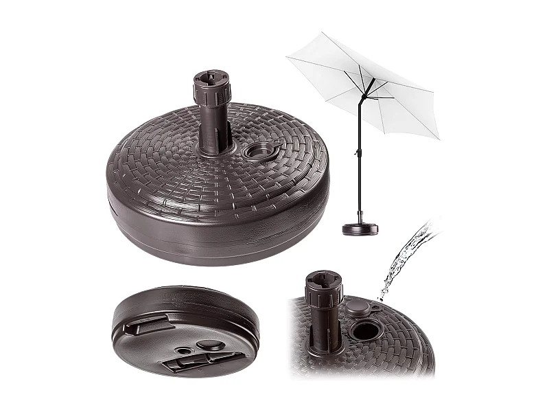 KADAX Parasolstandaard, ronde parasolstandaard, parasolhouder kan worden gevuld met zand water of grind, kunststof standaard voor tuin, terras, strand (versie 2