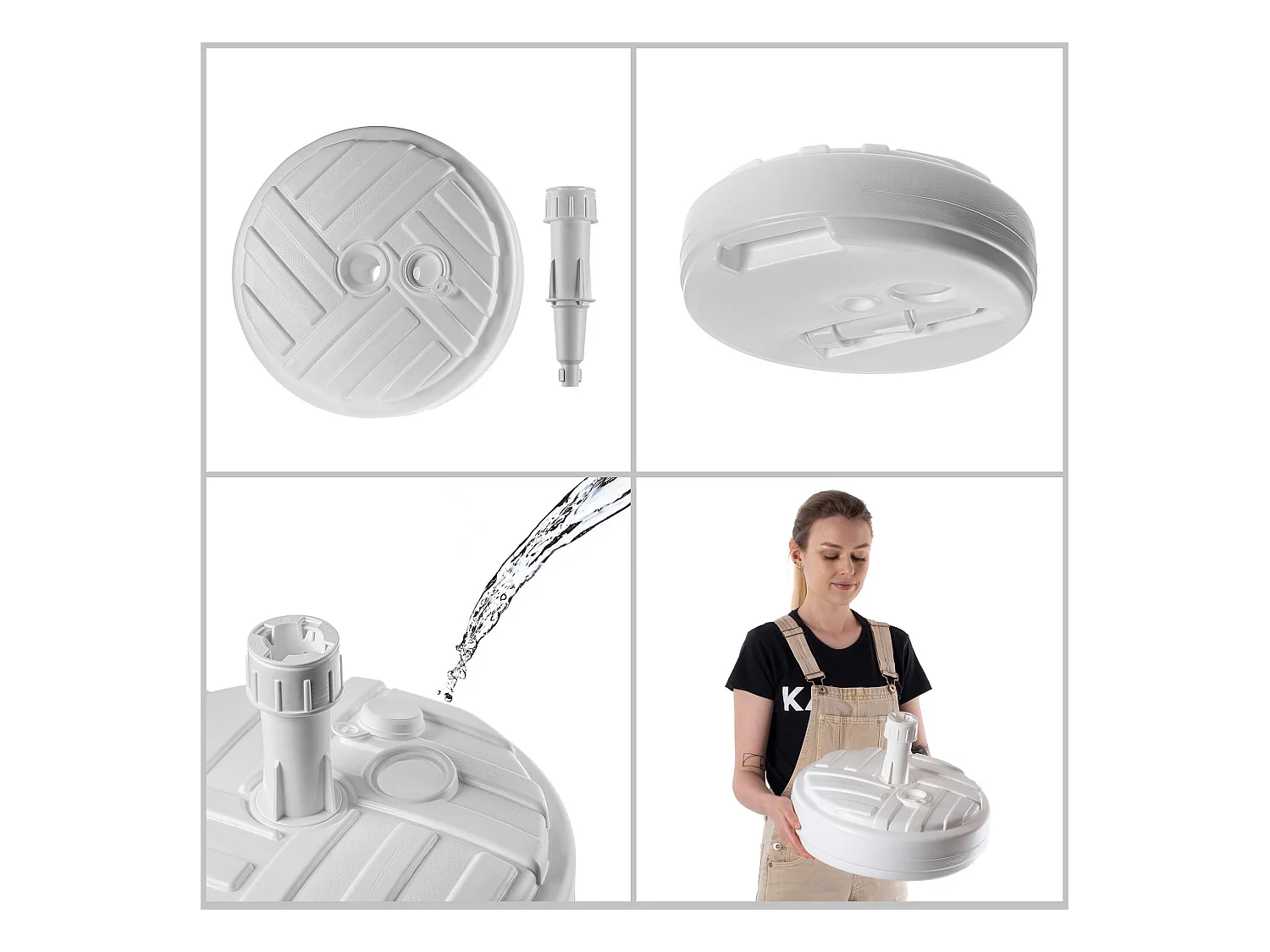 KADAX Podstawa pod parasol ogrodowy Solero w paski okrągła biała