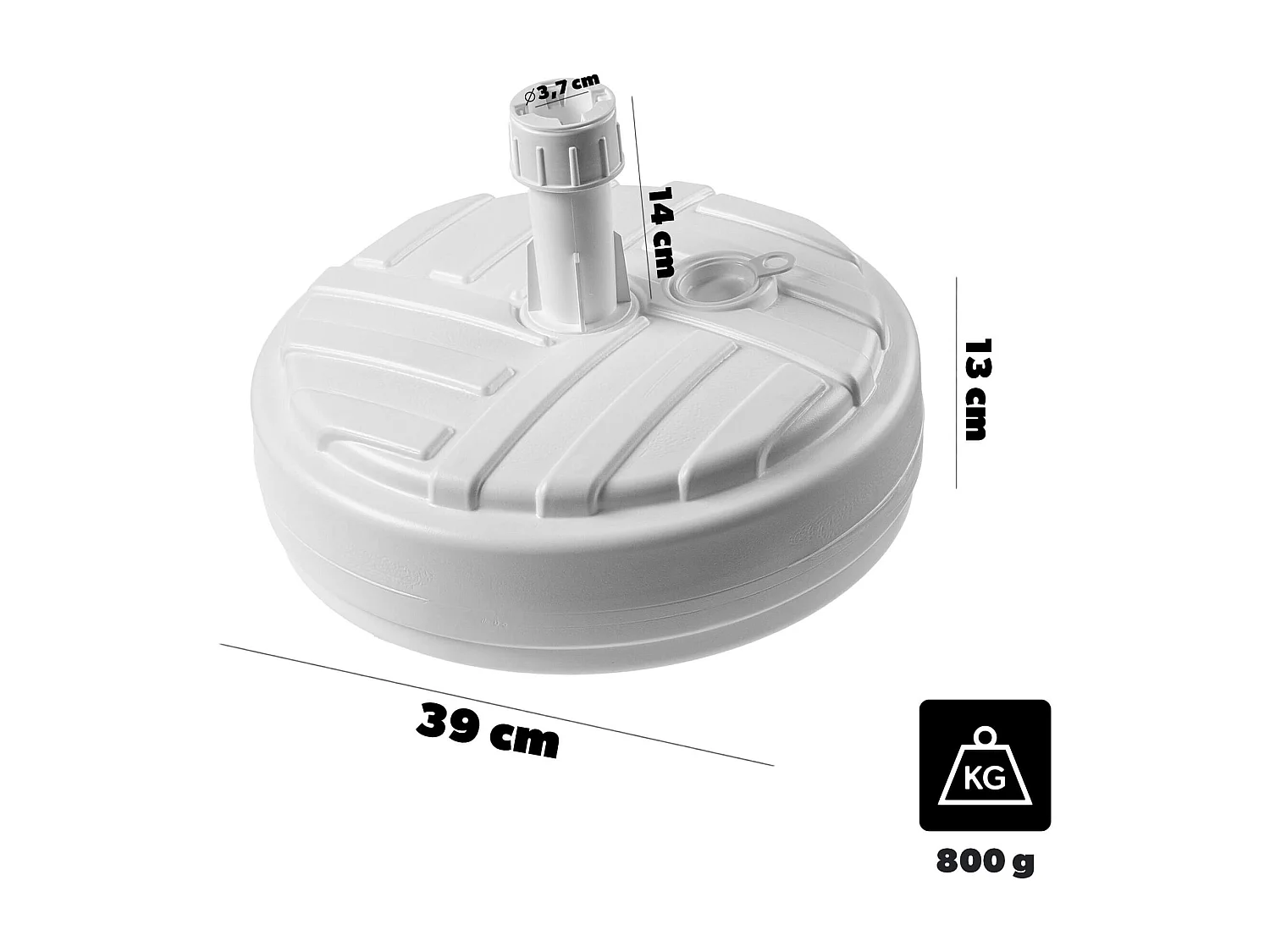 Pied de parasol KADAX, pied de parasol rond, support de parasol remplissable de sable, d'eau ou de gravier, pied en plastique pour jardin, terrasse, plage (version