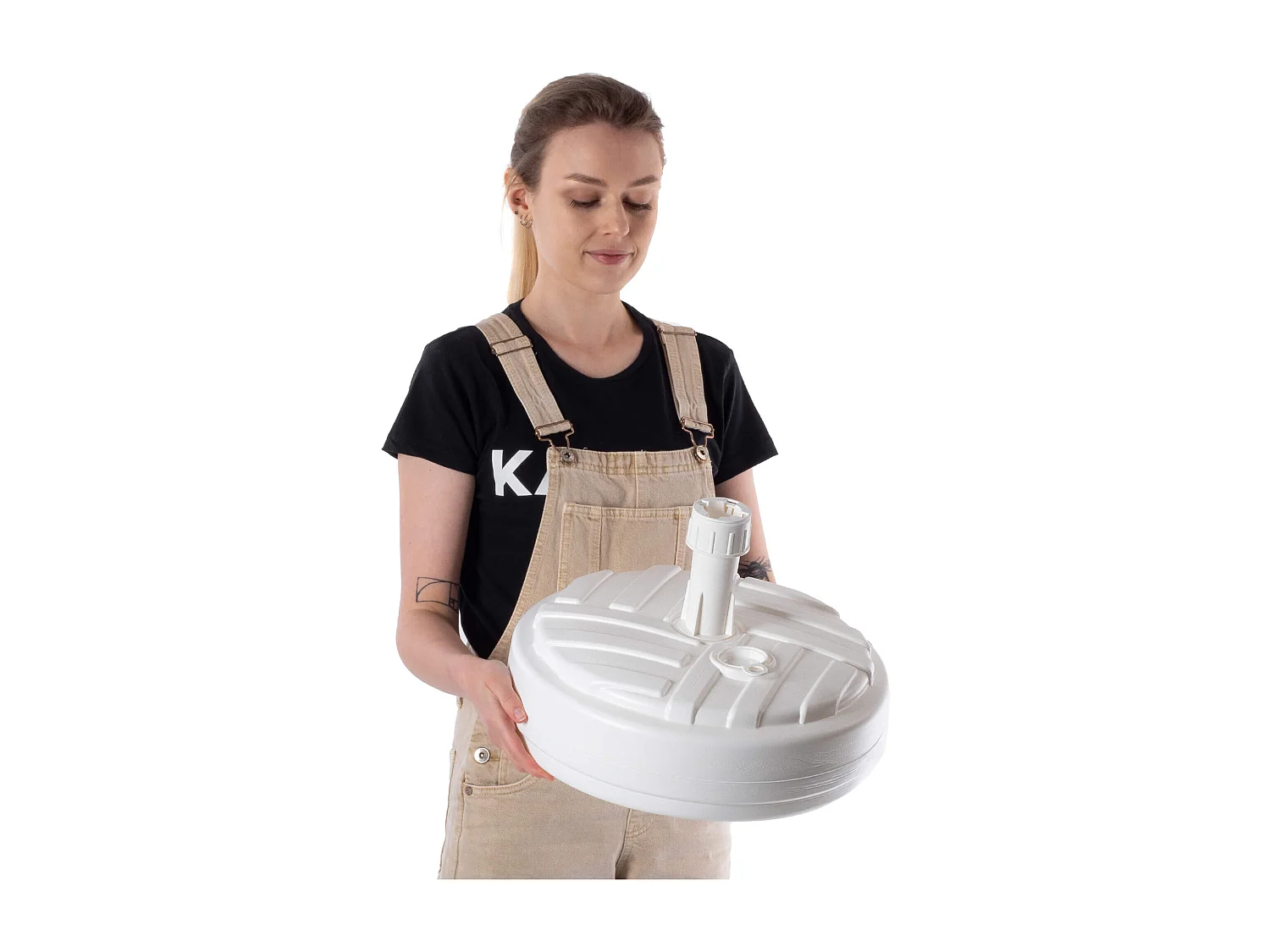 Pied de parasol KADAX, pied de parasol rond, support de parasol remplissable de sable, d'eau ou de gravier, pied en plastique pour jardin, terrasse, plage (version