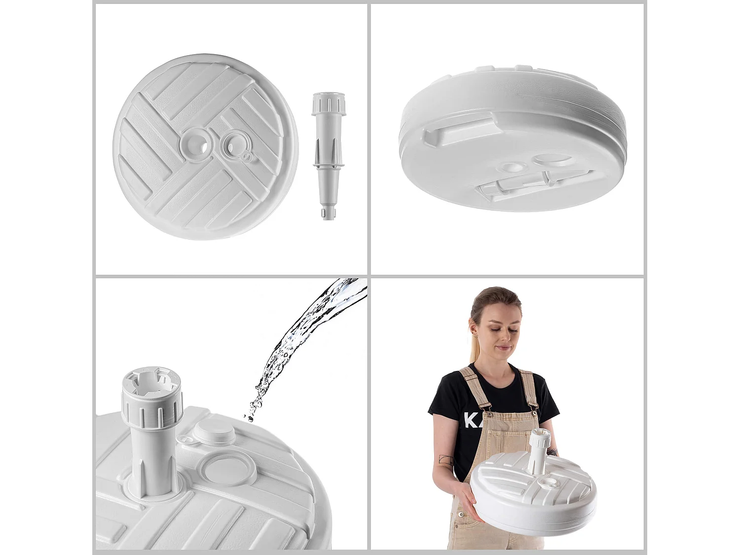 Pied de parasol KADAX, pied de parasol rond, support de parasol remplissable de sable, d'eau ou de gravier, pied en plastique pour jardin, terrasse, plage (version