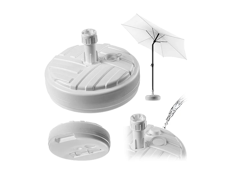 KADAX Parasolstandaard, ronde parasolstandaard, parasolhouder vulbaar met zand water of grind, standaard van kunststof voor tuin, terras, strand (versie 1, rond,