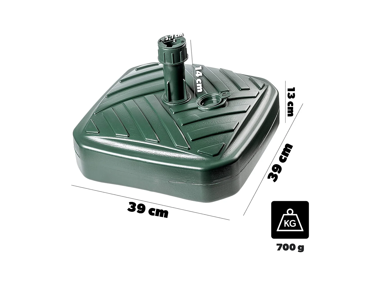 Supporto per ombrellone KADAX, supporto per ombrellone rotondo, supporto per ombrellone riempibile con sabbia, acqua o ghiaia, supporto in plastica per giardino,