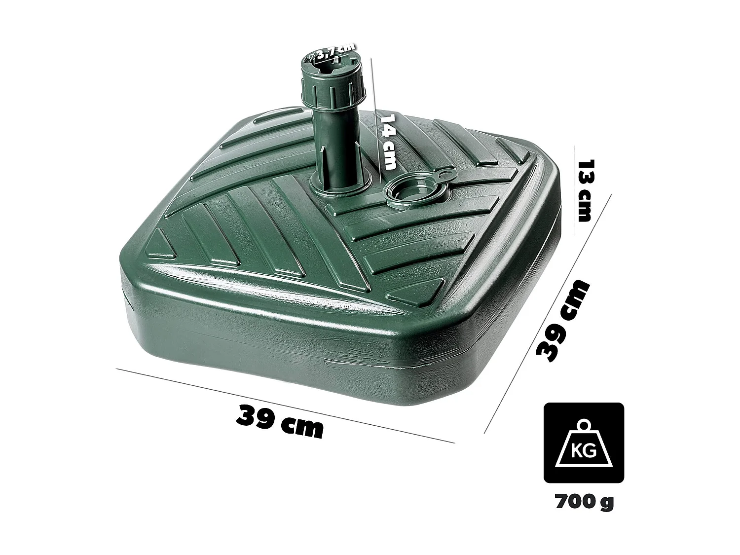 Pied de parasol KADAX, pied de parasol rond, support de parasol remplissable de sable, d'eau ou de gravier, pied en plastique pour jardin, terrasse, plage (version