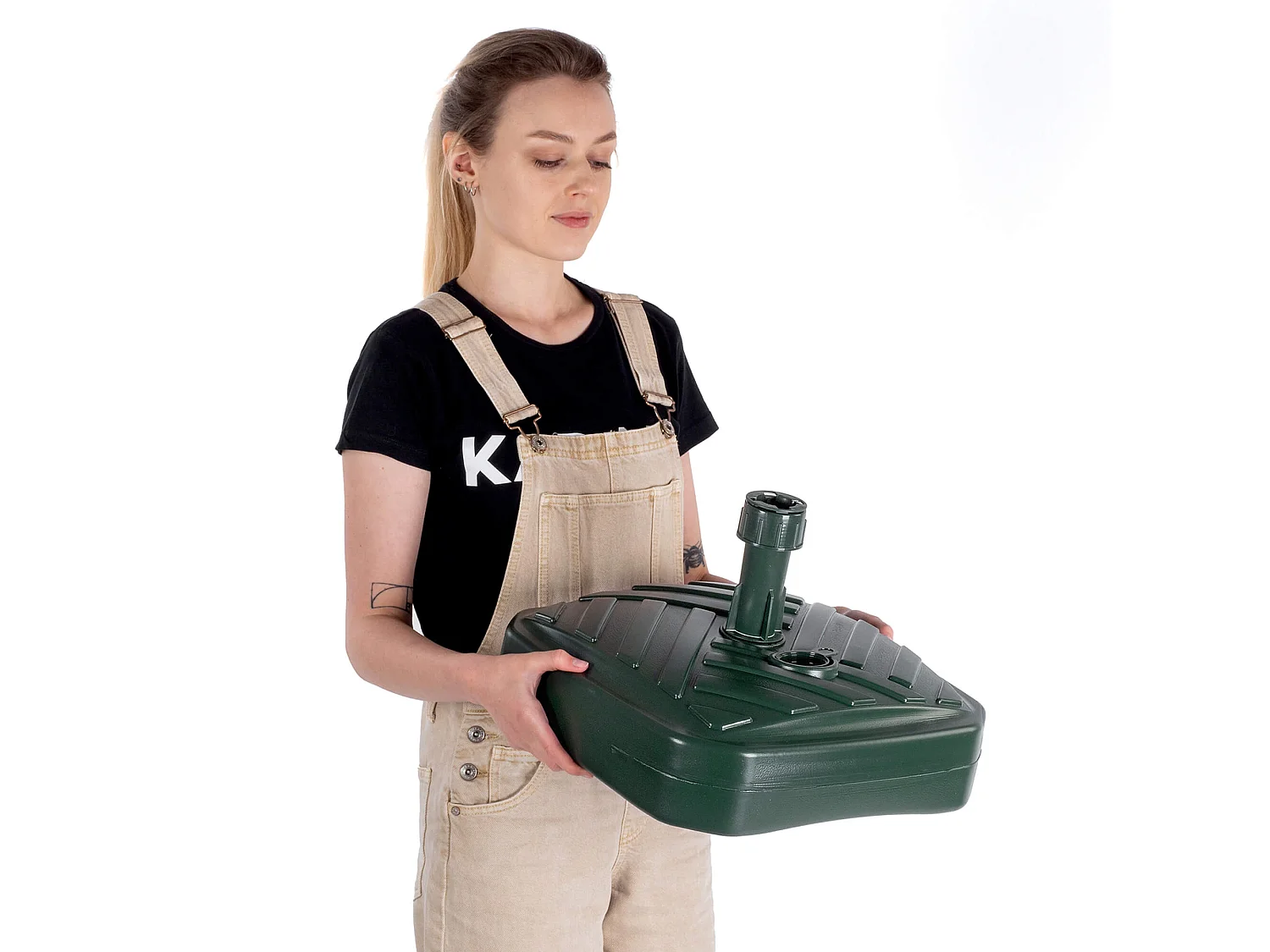 Pied de parasol KADAX, pied de parasol rond, support de parasol remplissable de sable, d'eau ou de gravier, pied en plastique pour jardin, terrasse, plage (version