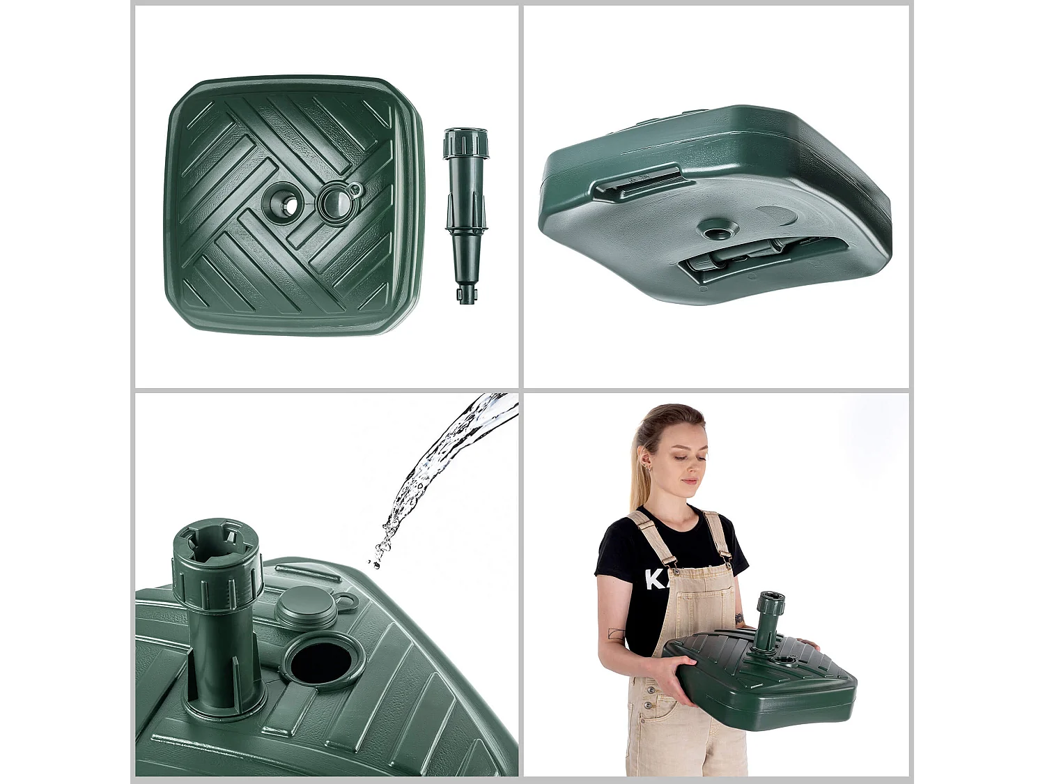 Pied de parasol KADAX, pied de parasol rond, support de parasol remplissable de sable, d'eau ou de gravier, pied en plastique pour jardin, terrasse, plage (version