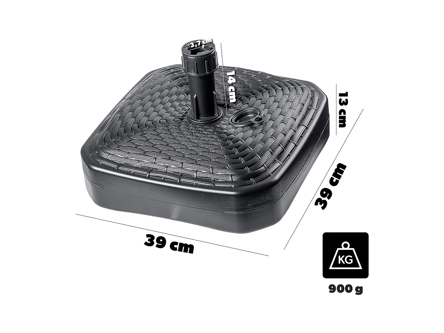 Supporto per ombrellone KADAX, supporto per ombrellone rotondo, supporto per ombrellone riempibile con sabbia, acqua o ghiaia, supporto in plastica per giardino,