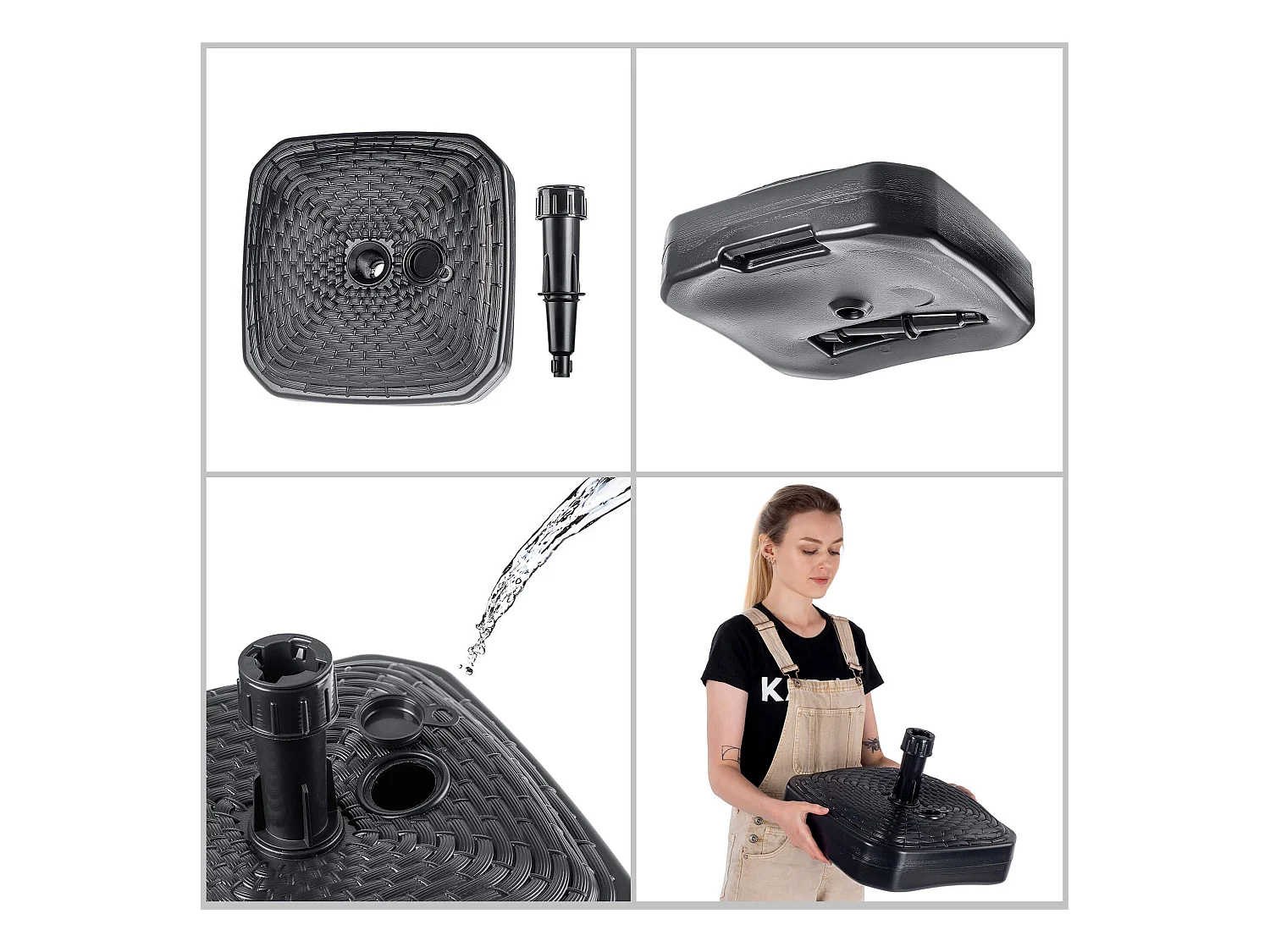 Supporto per ombrellone KADAX, supporto per ombrellone rotondo, supporto per ombrellone riempibile con sabbia, acqua o ghiaia, supporto in plastica per giardino,