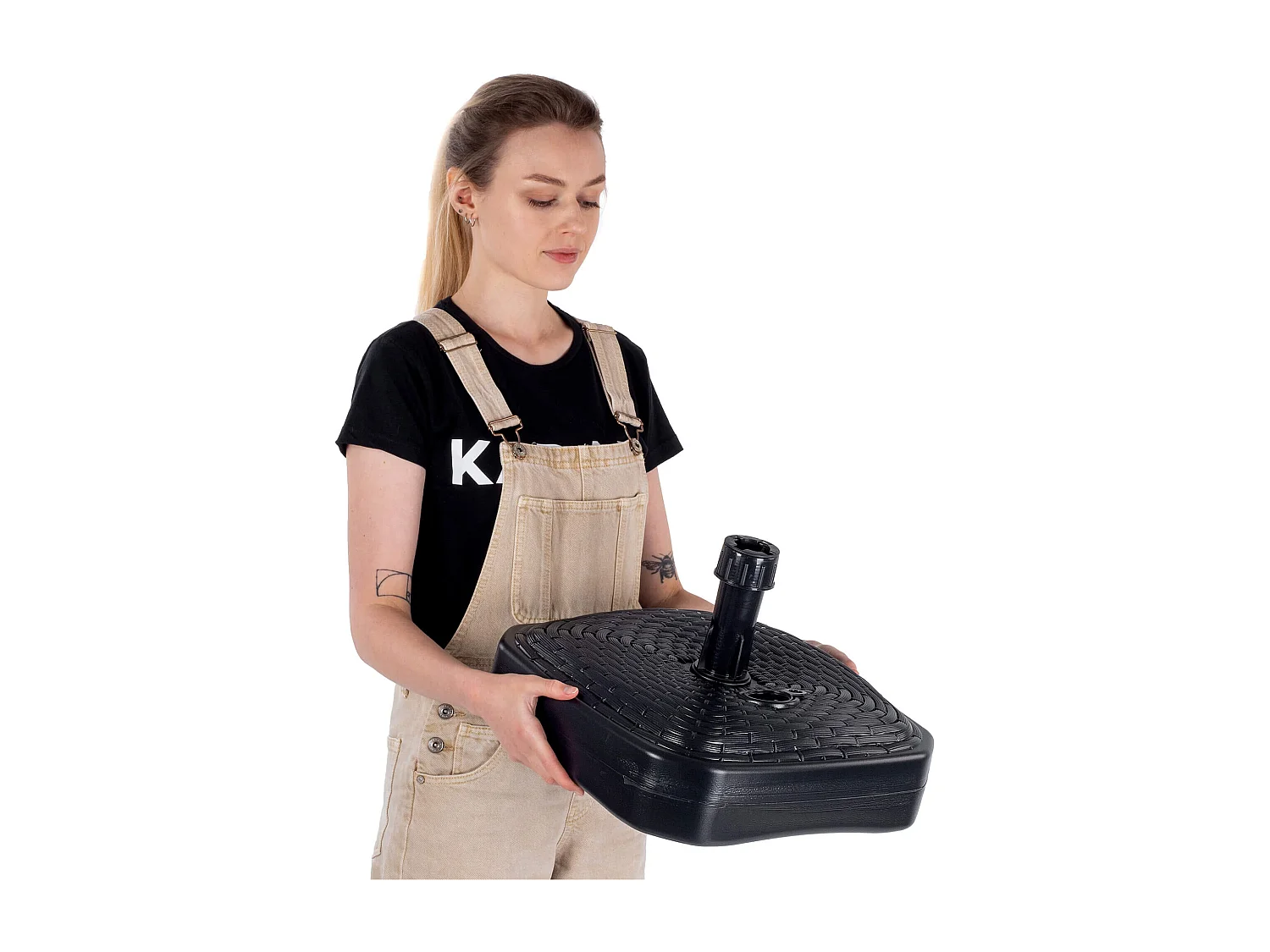 Pied de parasol KADAX, pied de parasol rond, support de parasol remplissable de sable, d'eau ou de gravier, pied en plastique pour jardin, terrasse, plage (version