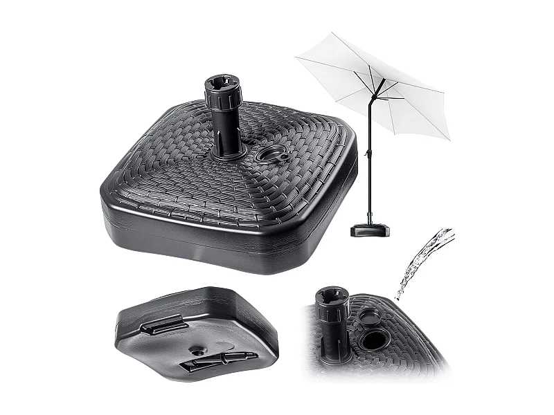 KADAX Parasolstandaard, ronde parasolstandaard, parasolhouder vulbaar met zand water of grind, standaard van kunststof voor tuin, terras, strand (versie 2