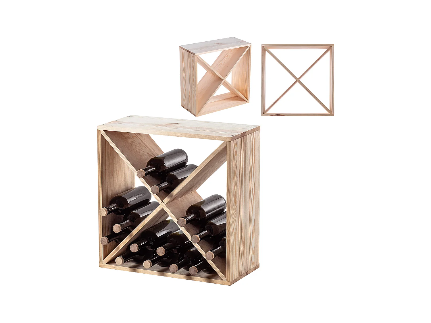 KADAX Regał na wino Loreo X drewniany jasny brąz