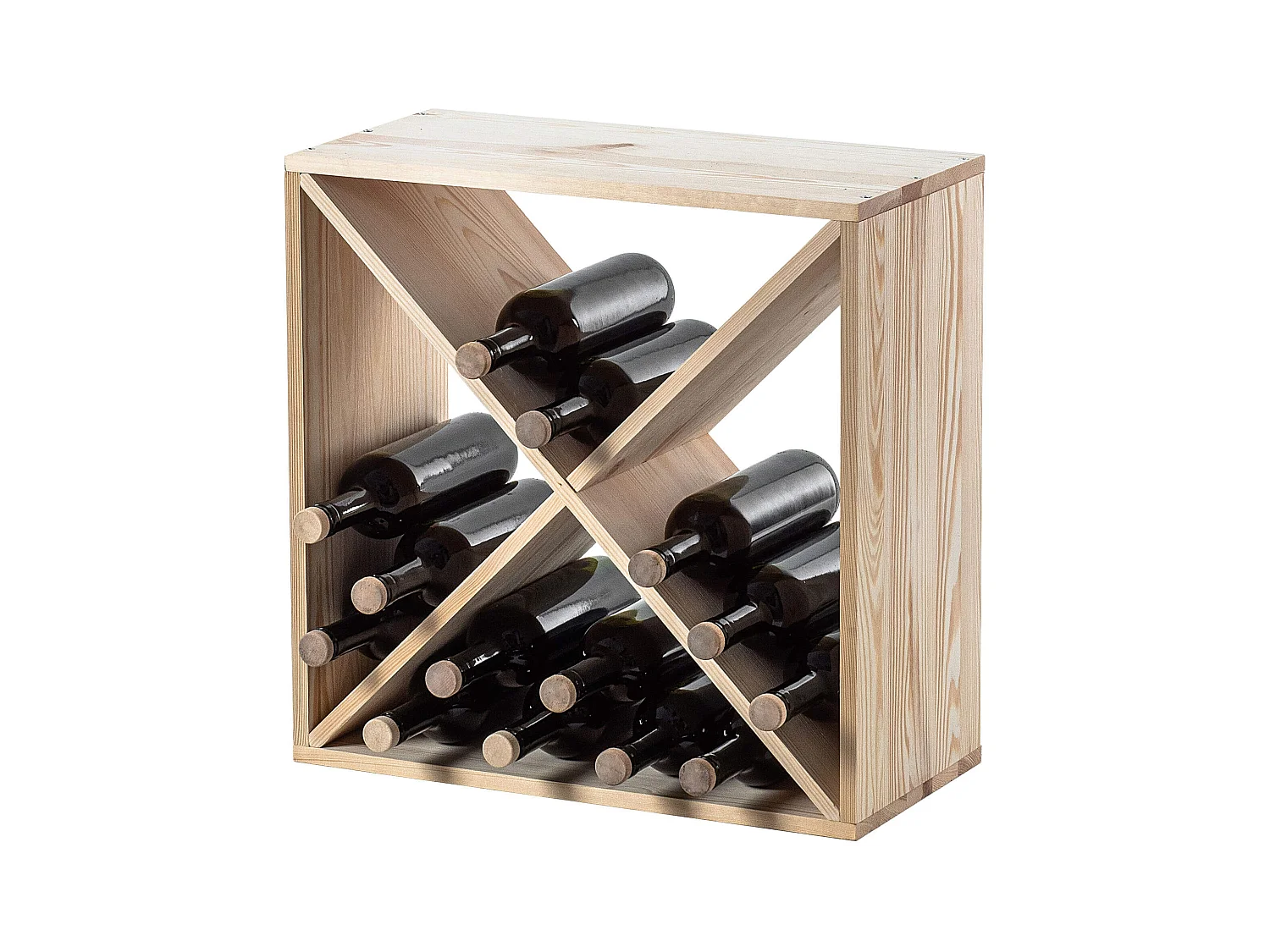 KADAX Regał na wino Loreo X drewniany jasny brąz